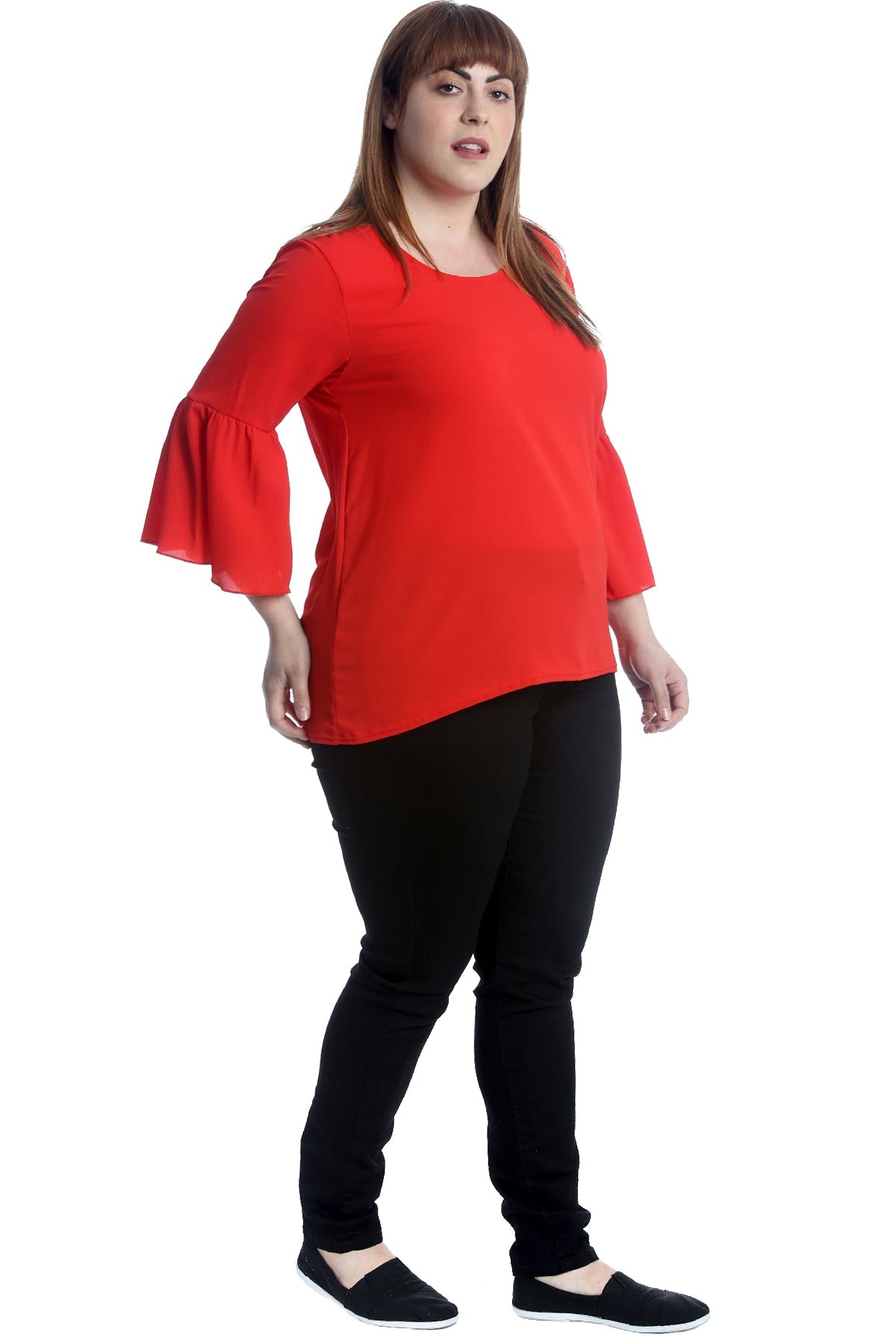 Plus Flared Bell Sleeve Crepe Top Tops WearAll