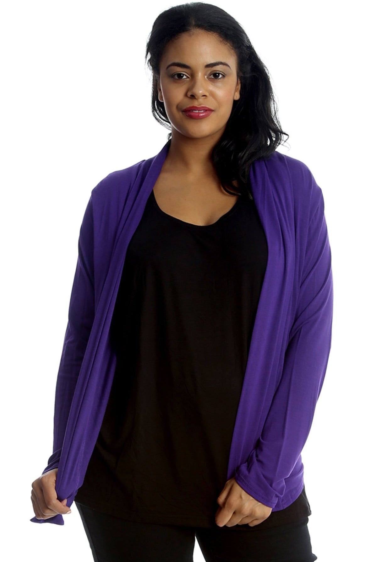 Floral Lace Back Cardigan Open Top cardigan WearAll Purple 14