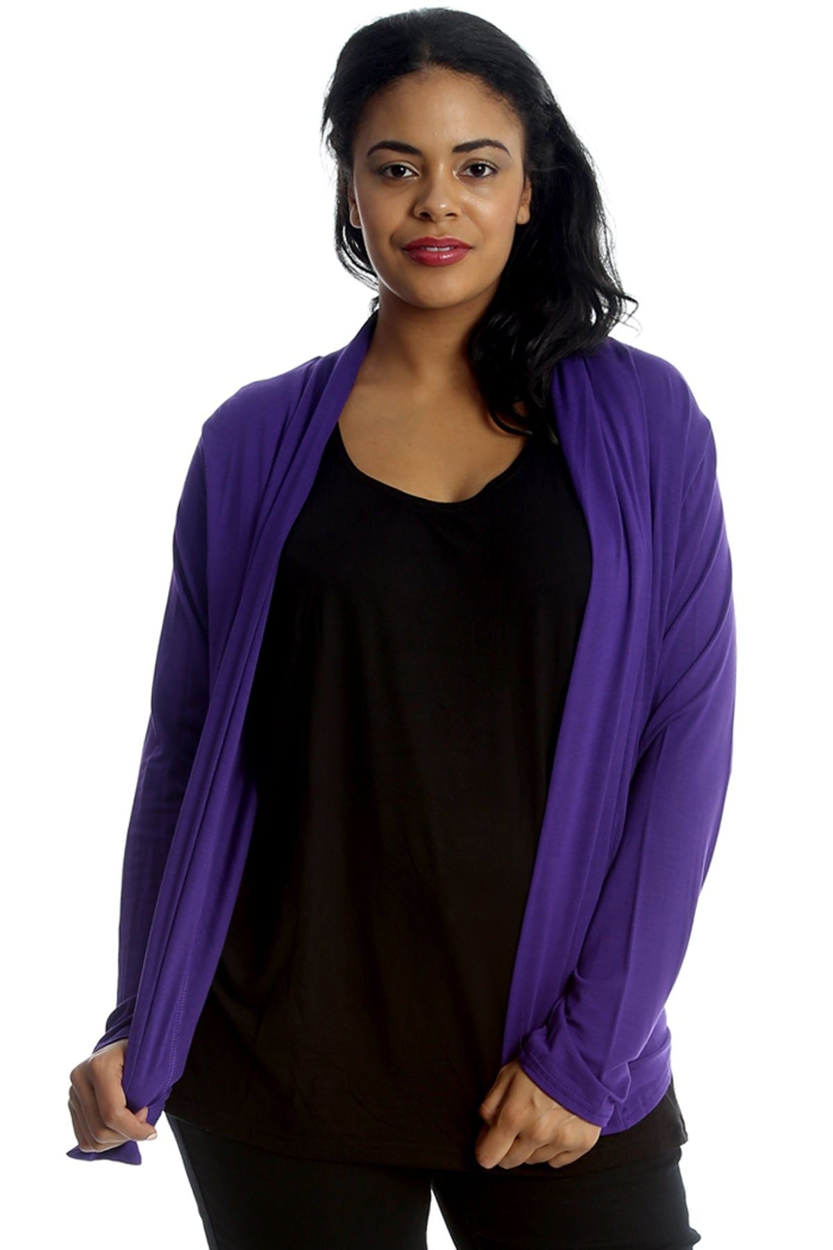 Floral Lace Back Cardigan Open Top cardigan WearAll Purple 14