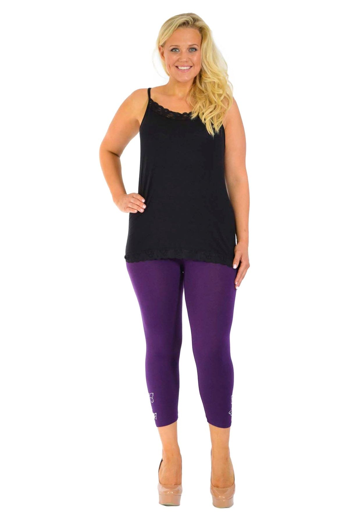 3/4 Butterfly Sequin Leggings Leggings WearAll