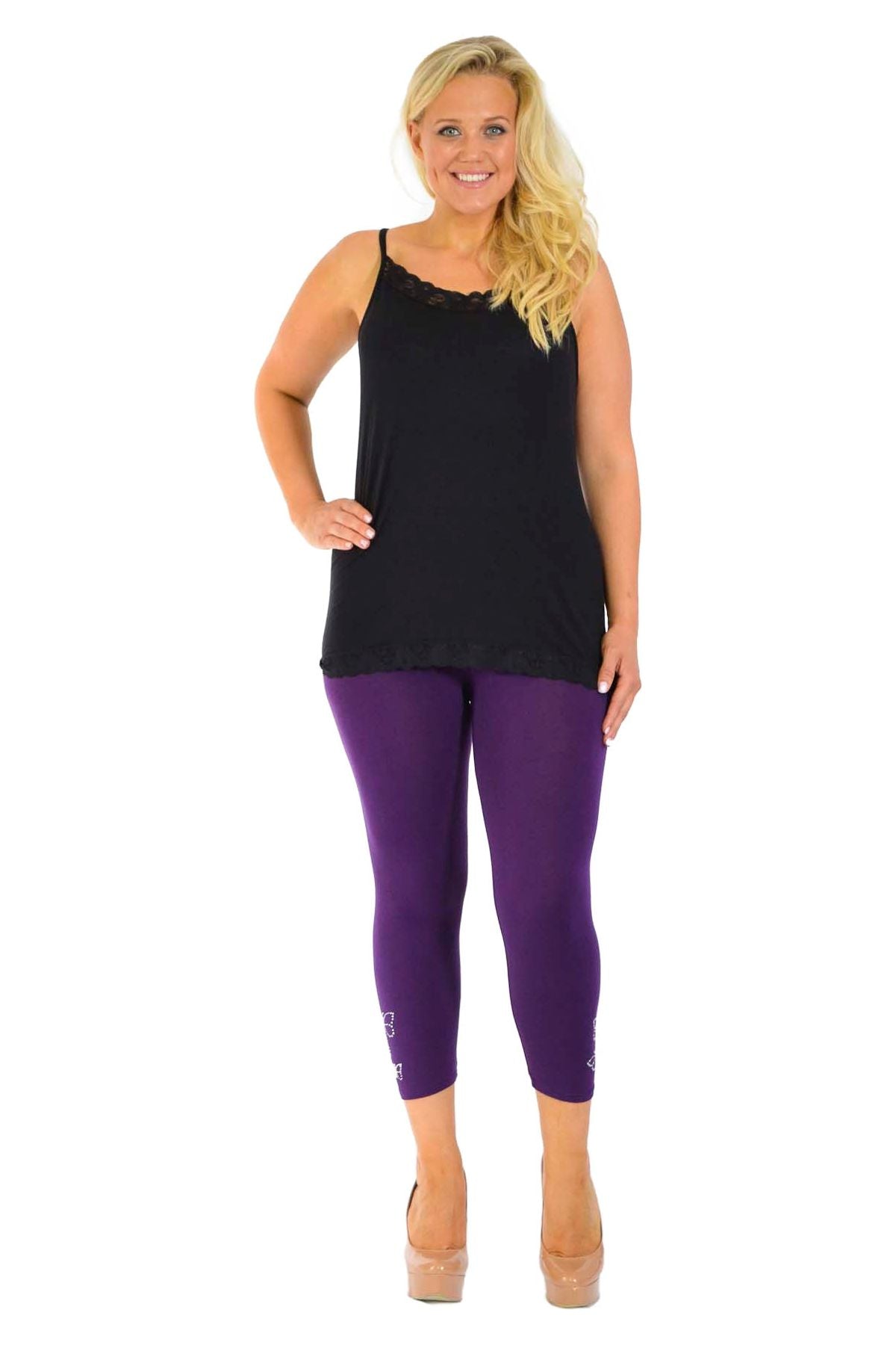 3/4 Butterfly Sequin Leggings Leggings WearAll