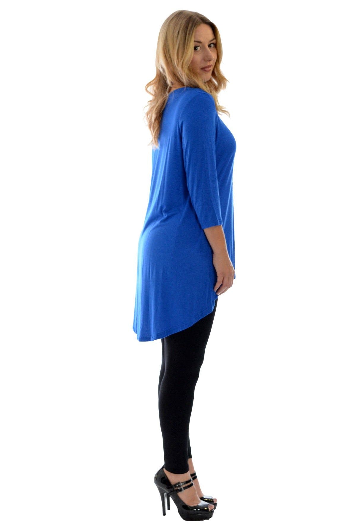 Skull Tail Back Dip Hem Scoop Top Tops WearAll