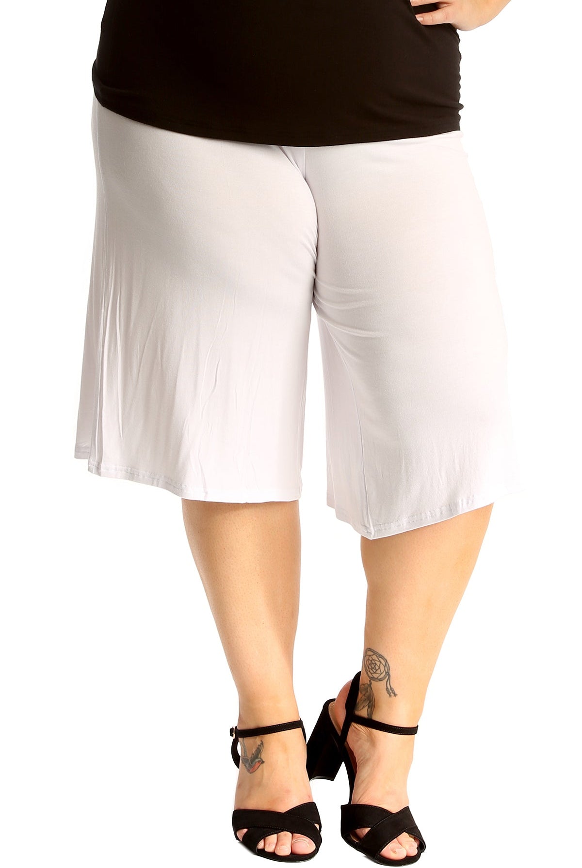 Plus Size Plain Viscose Culottes Shorts WearAll