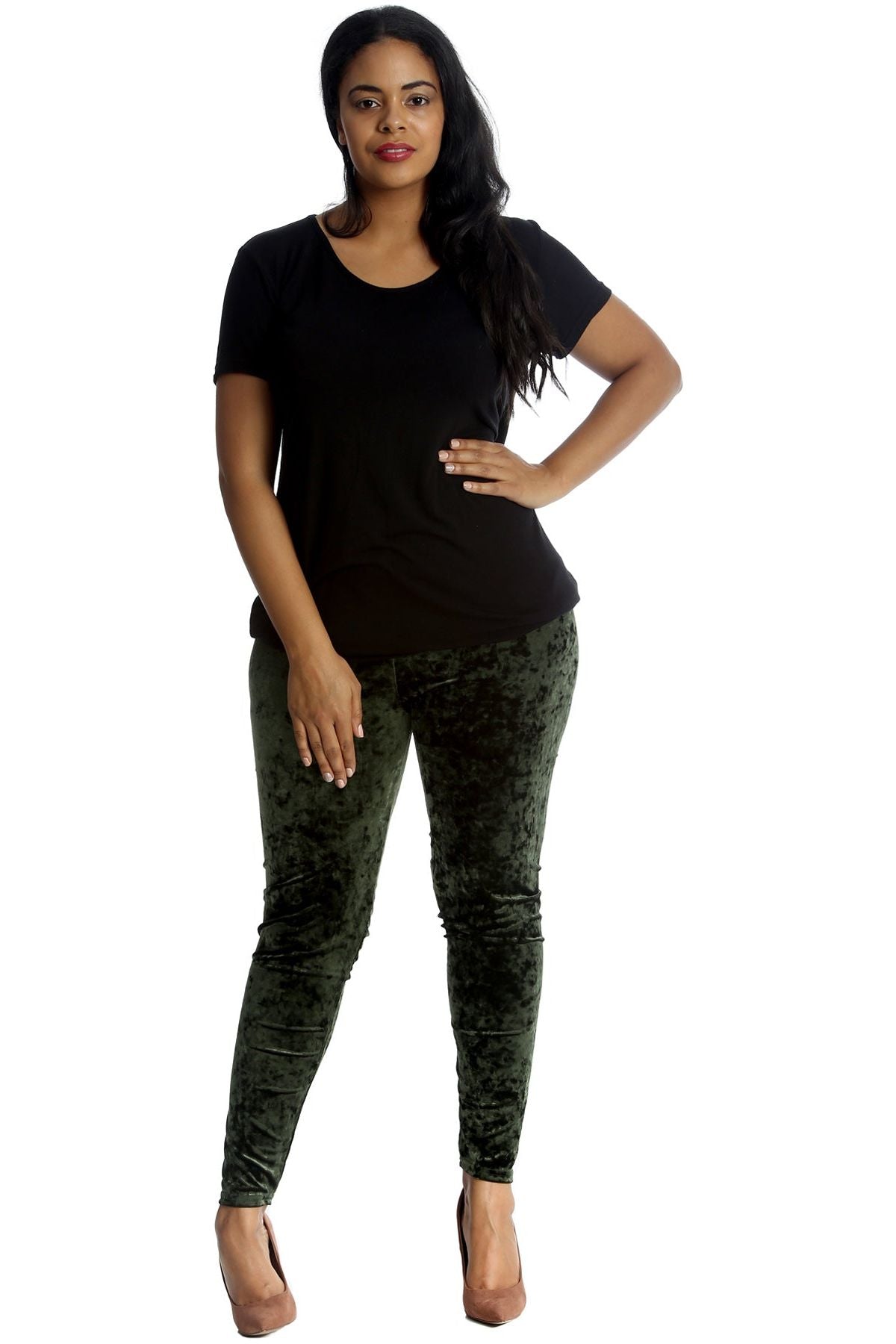 Plus Size Full Length Velvet Leggings Leggings WearAll