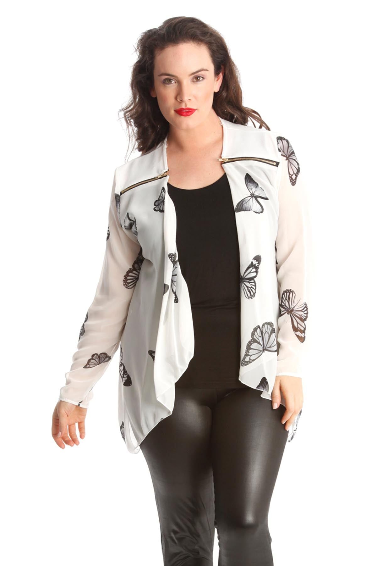 Chiffon Butterfly Print Sheer Cardigan Top cardigan WearAll