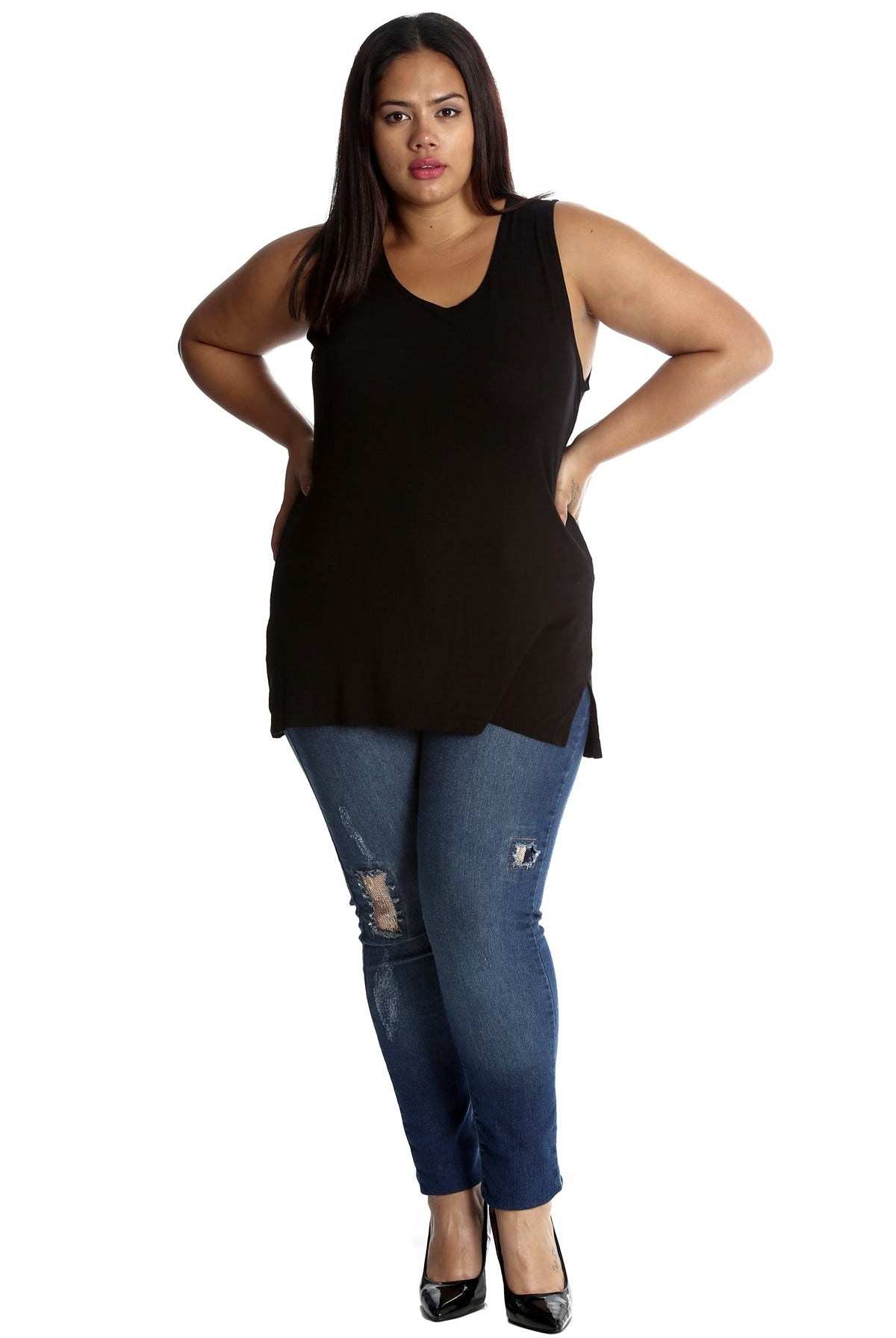 Silver Sequin Patched Ripped Jeans Jeans WearAll