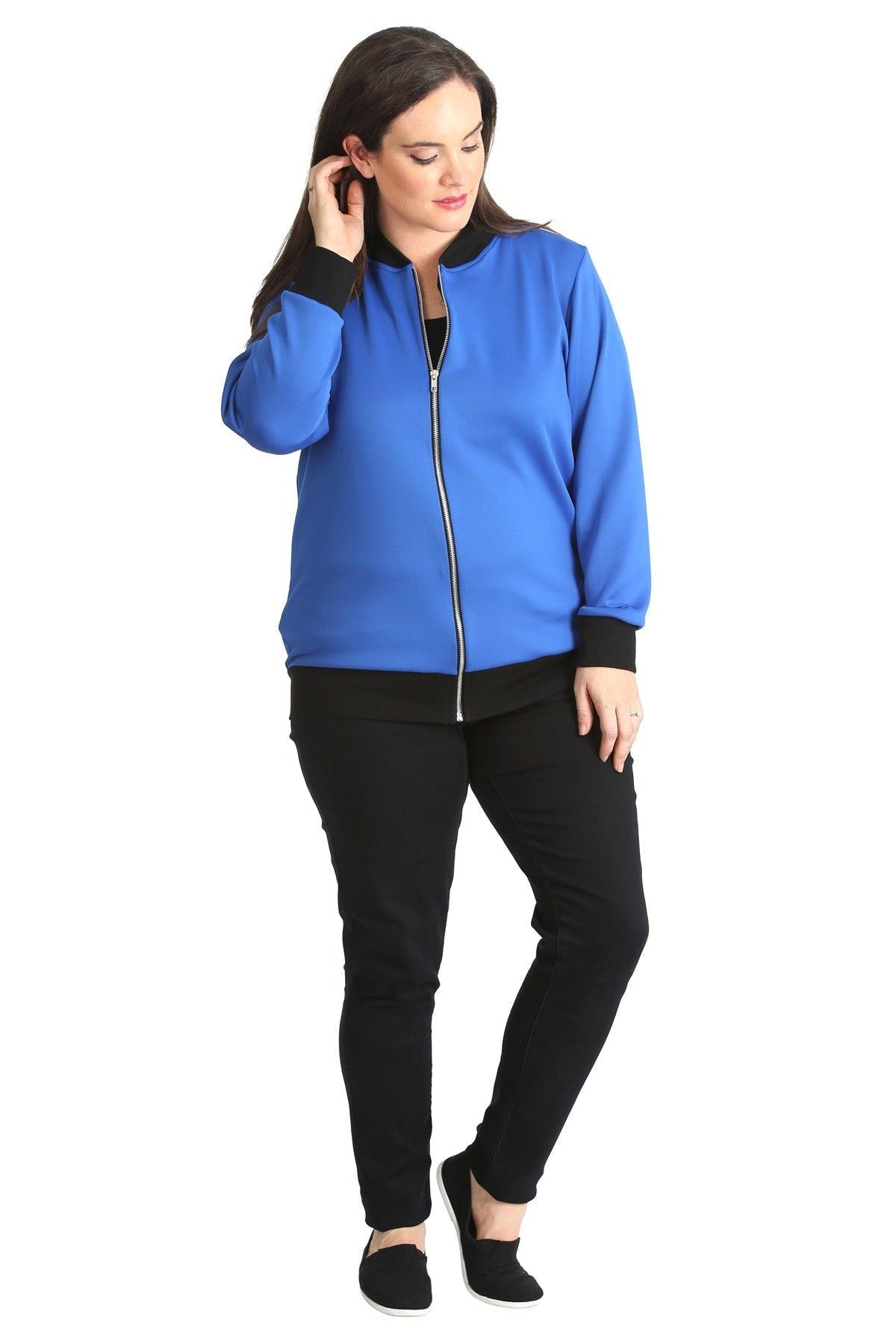 Plain Bomber Jacket Sleeve Top Jacket WearAll