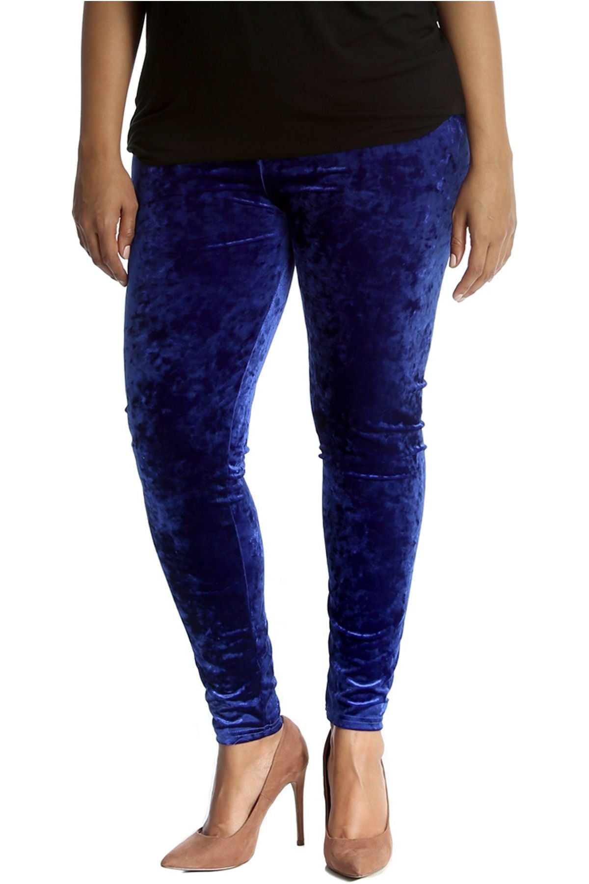Plus Size Full Length Velvet Leggings Leggings WearAll 16-18 Royal Blue