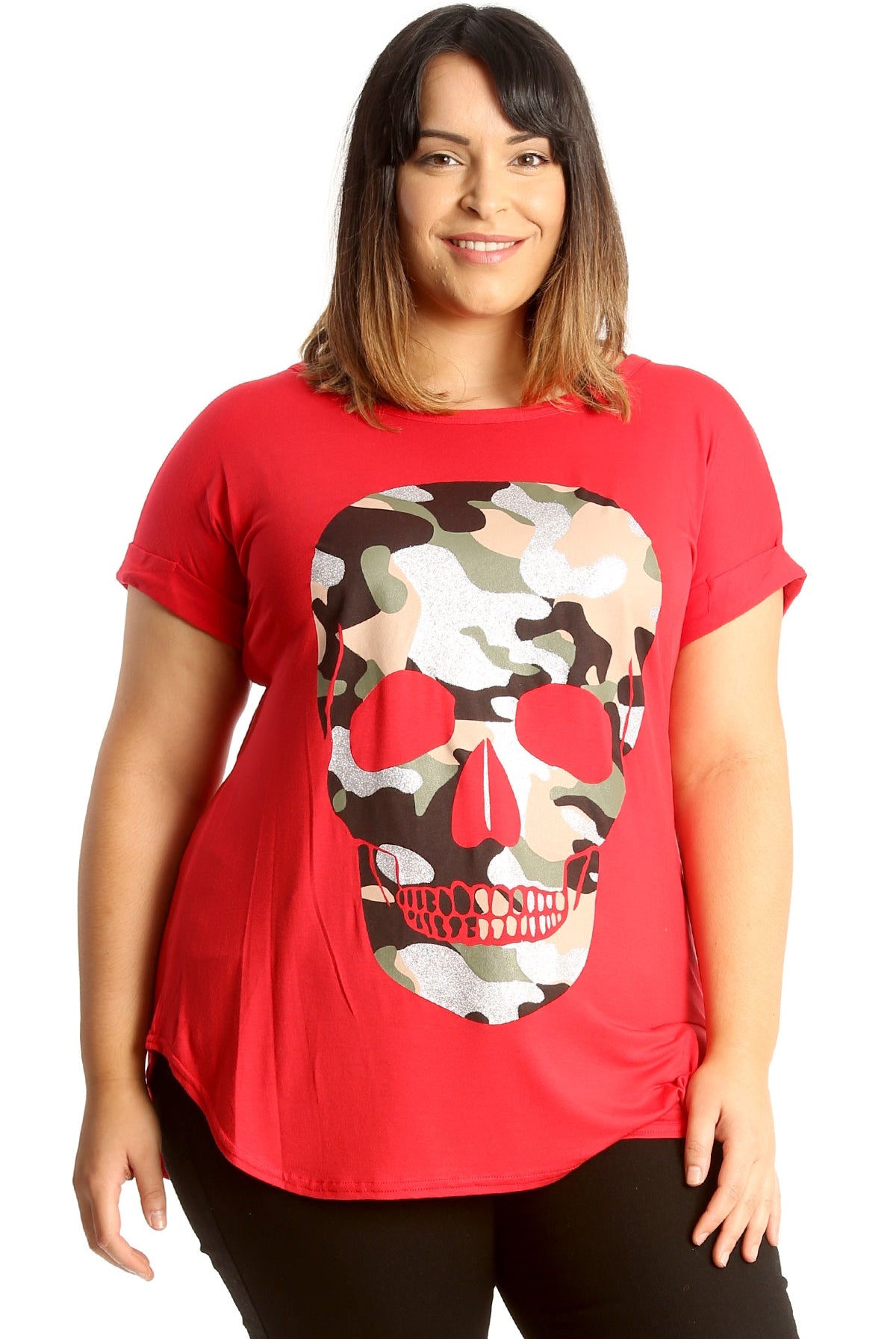 Glitter Skull Print Top Tops WearAll