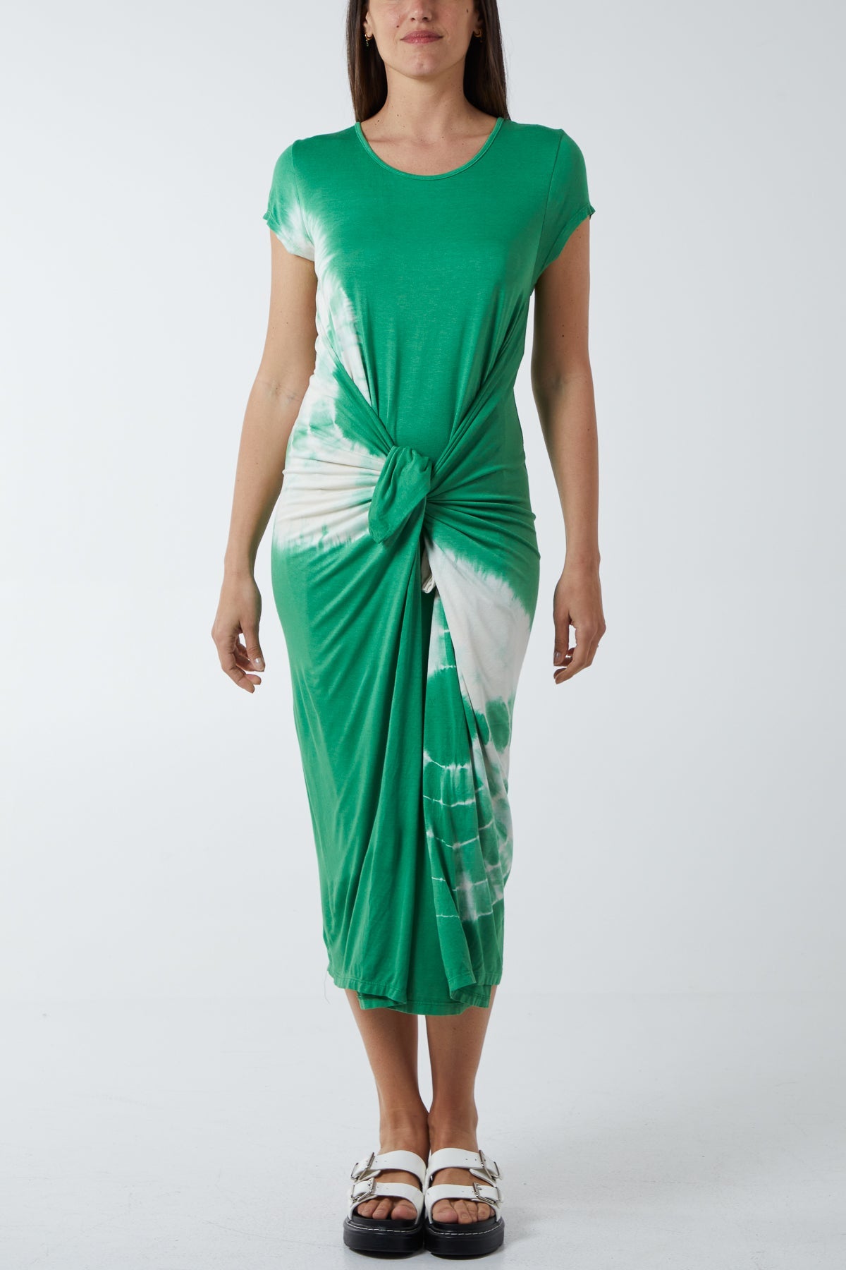 Tie Dye Parachute Midi Dress DMF2 WearAll Jade One Size