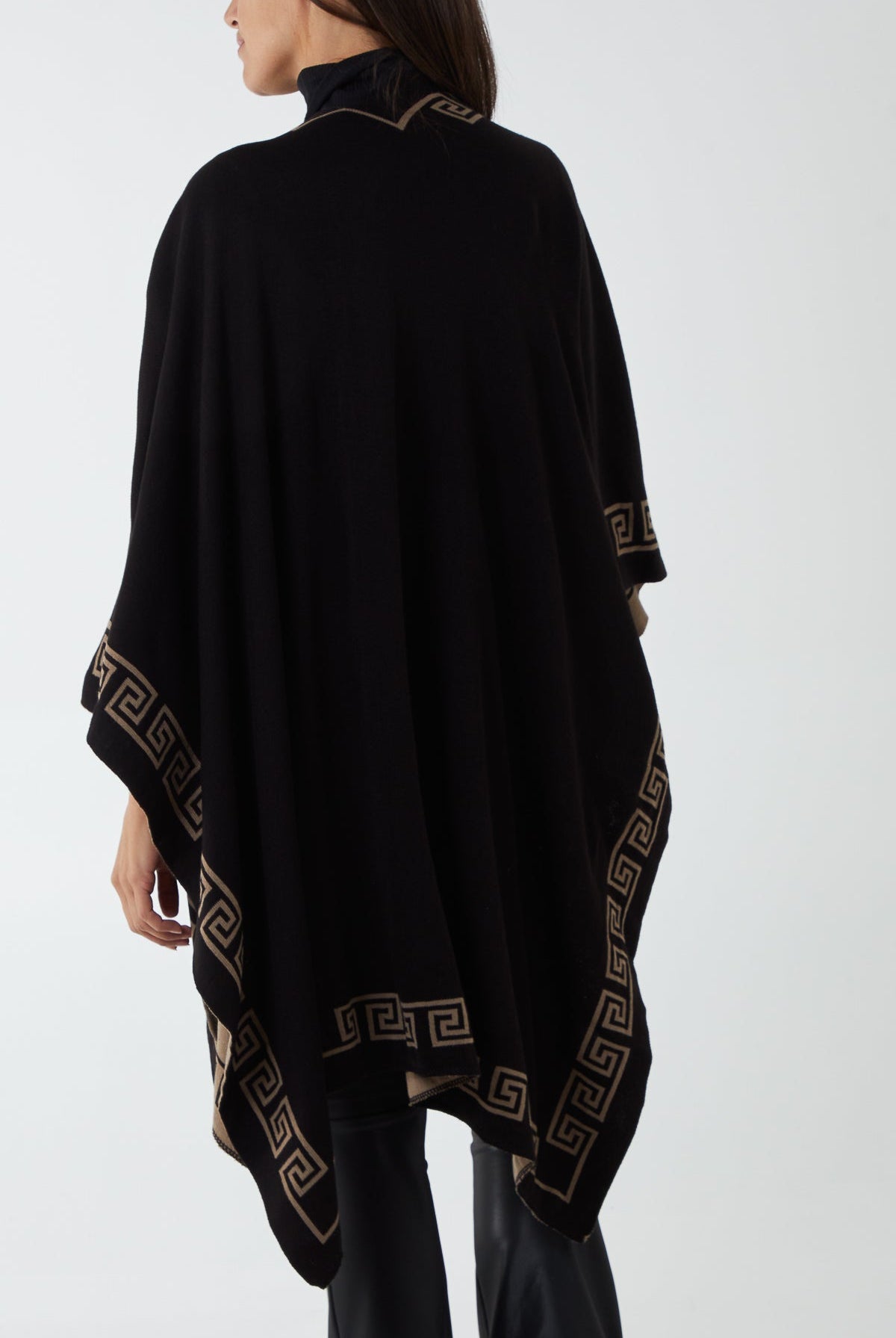 Reversible Geometric Trim Fine Knitted Cape PC1 WearAll