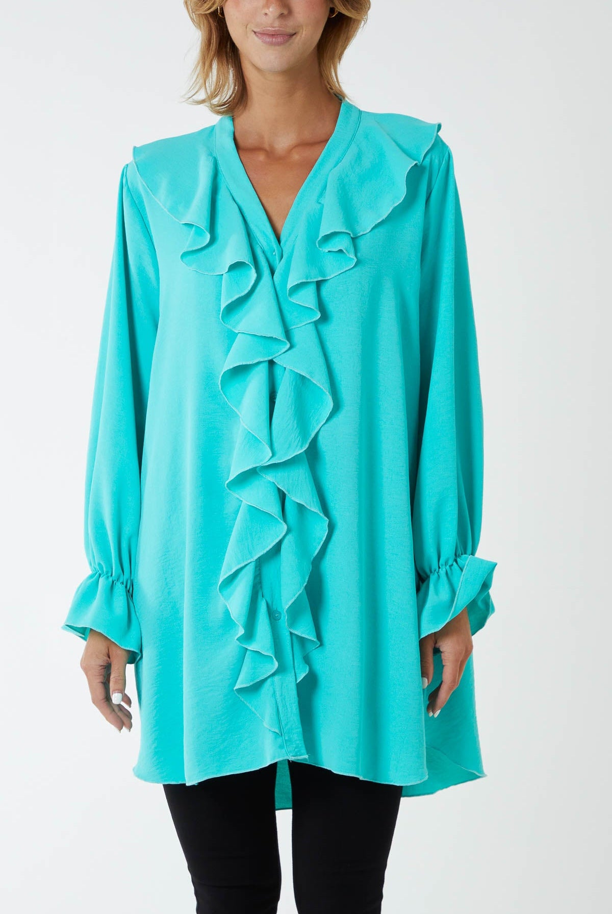 Flounce Poly Crepe Oversized Shirt TOPMF2 WearAll