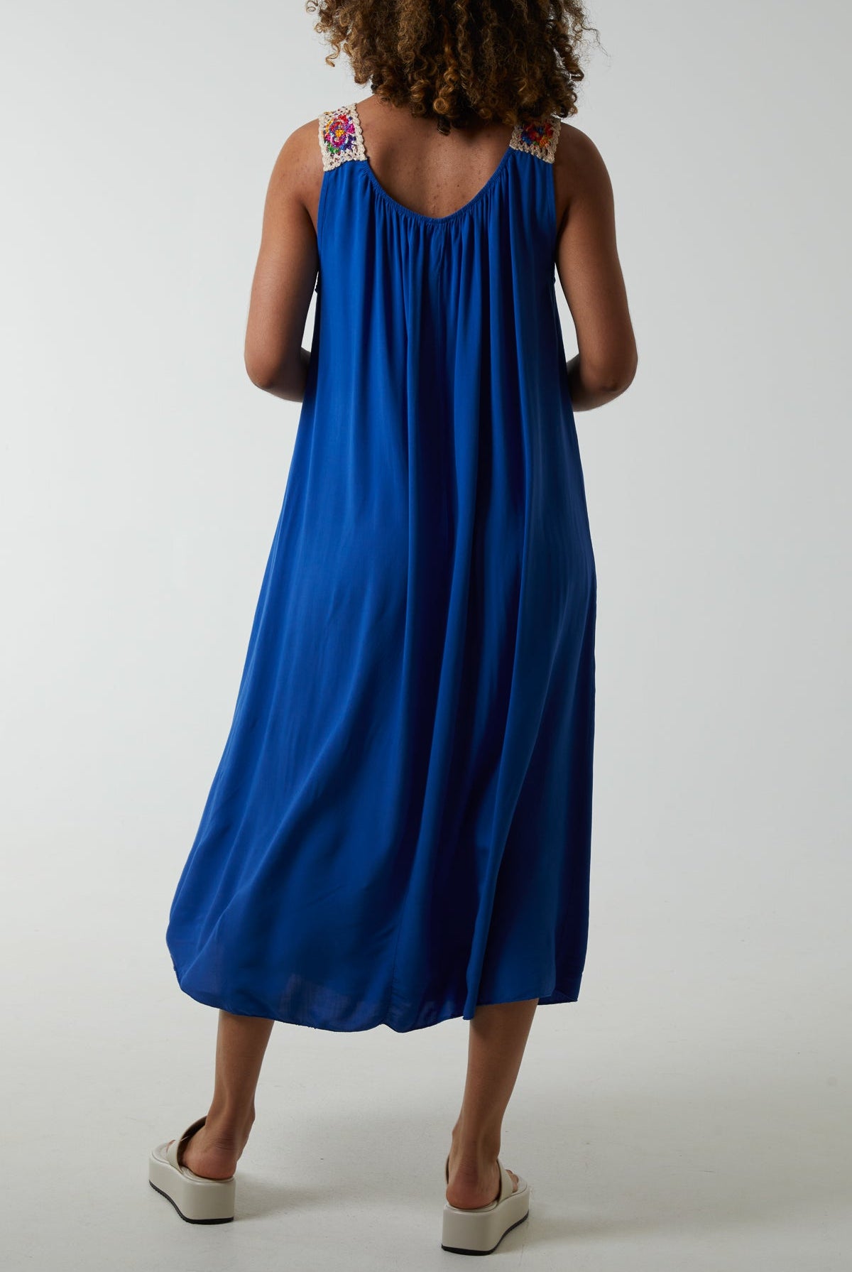 Crochet Sleeve Scoop Neck Midi Dress Dresses WearAll