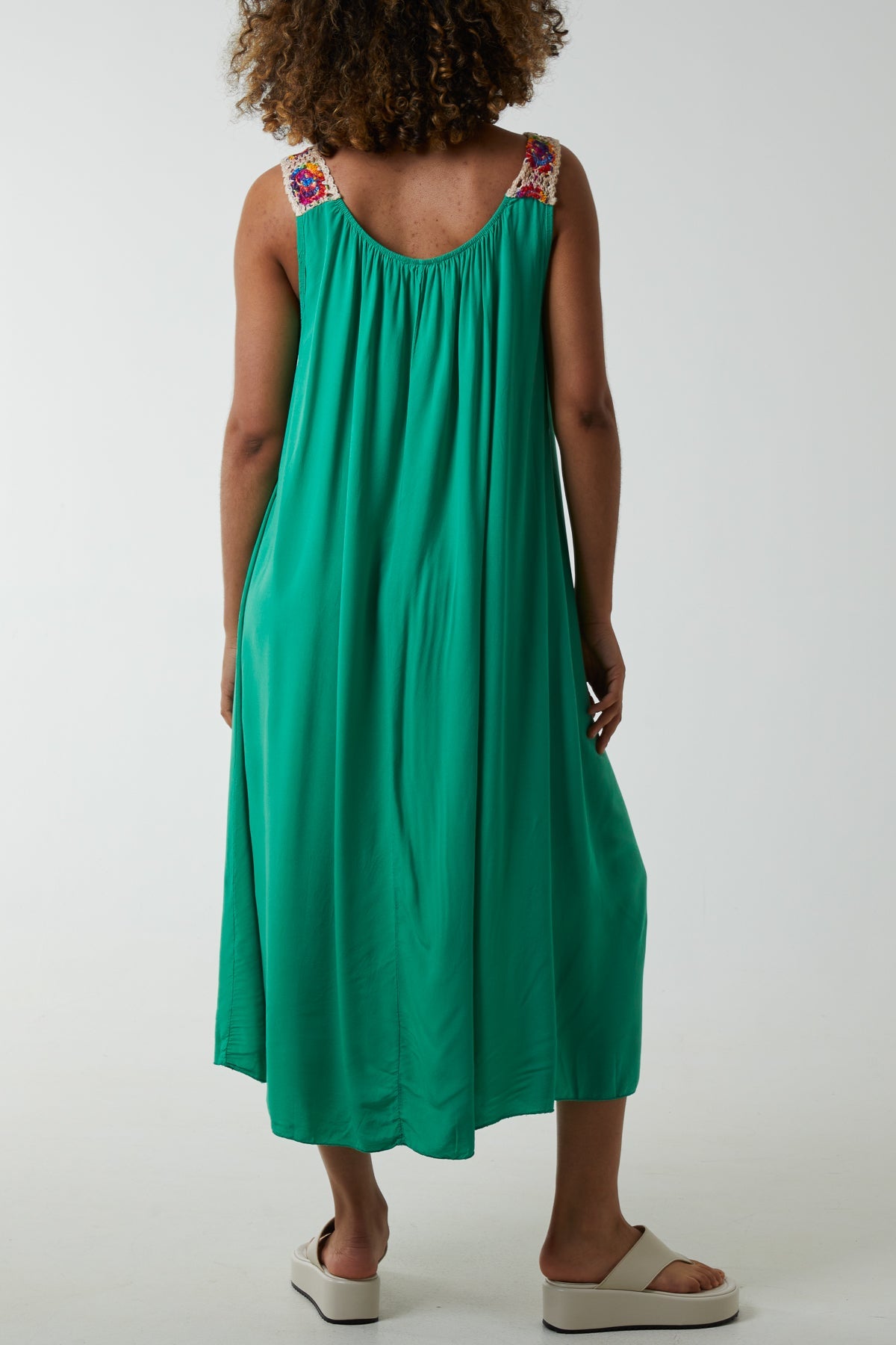 Crochet Sleeve Scoop Neck Midi Dress Dresses WearAll