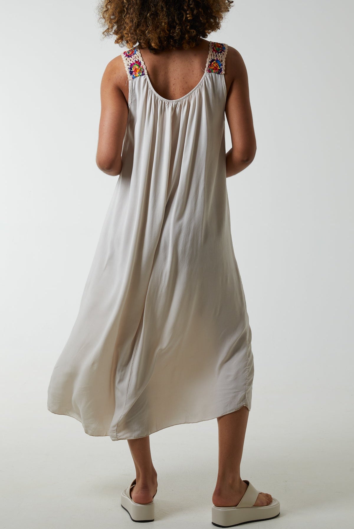 Crochet Sleeve Scoop Neck Midi Dress Dresses WearAll