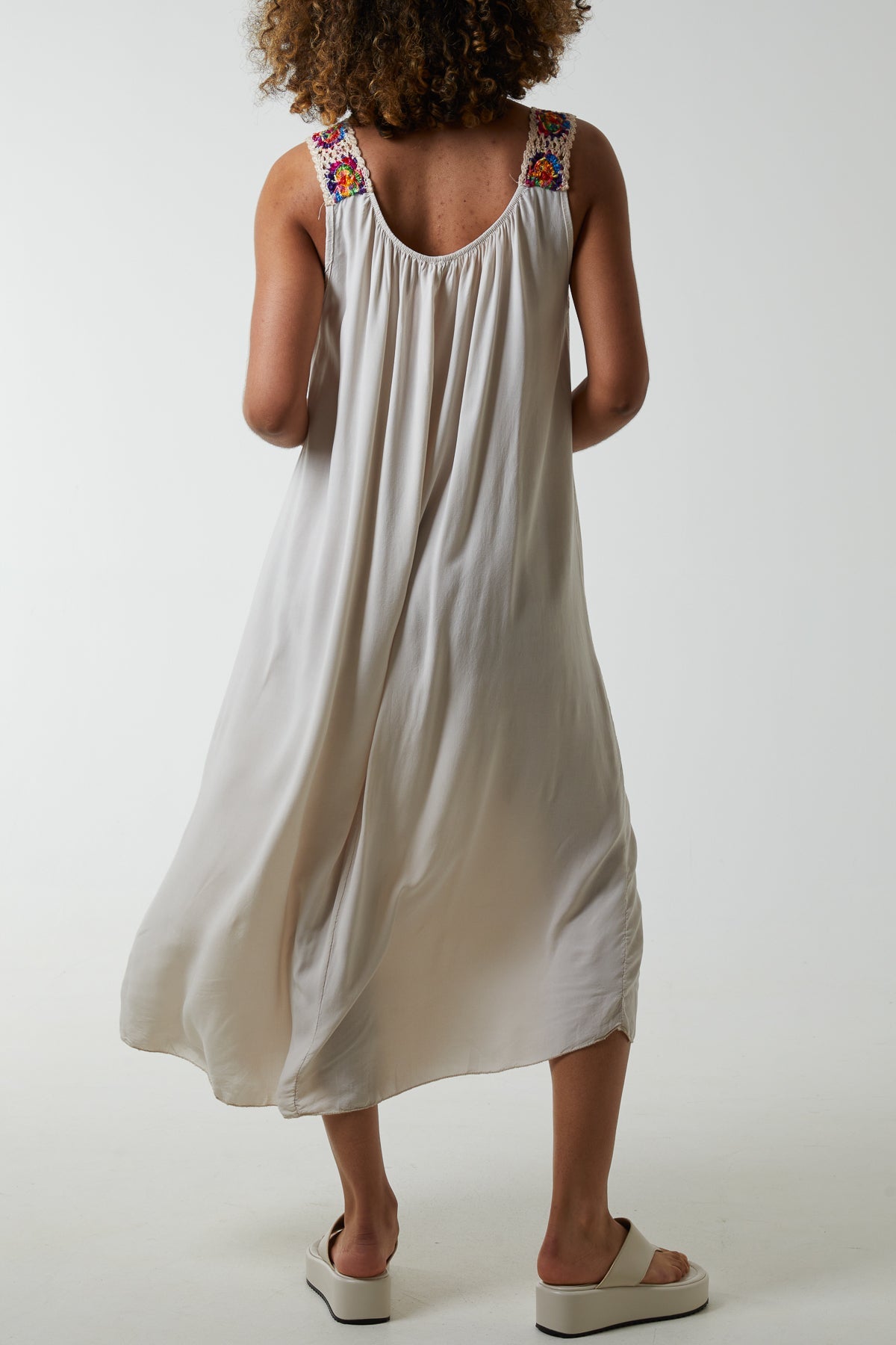 Crochet Sleeve Scoop Neck Midi Dress Dresses WearAll