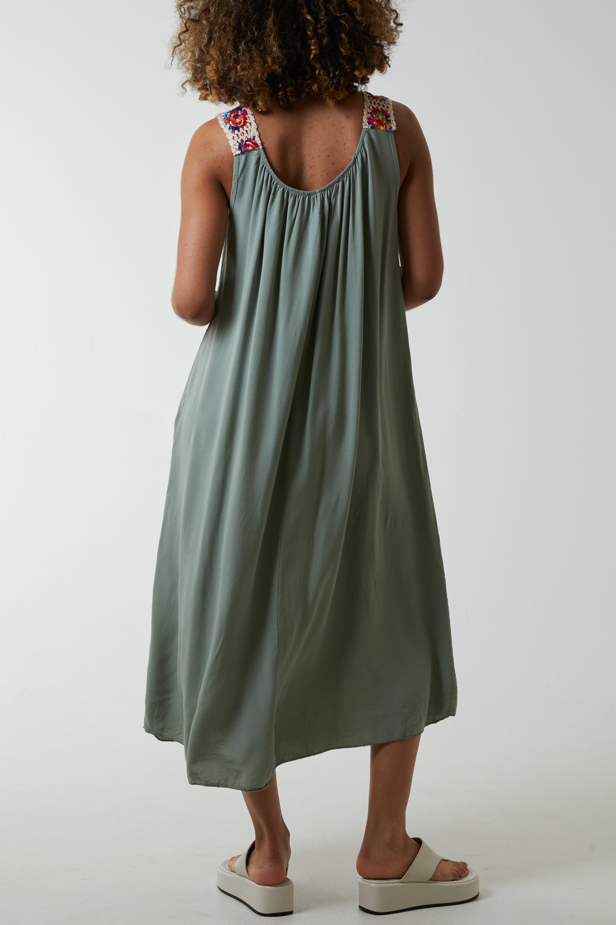 Crochet Sleeve Scoop Neck Midi Dress Dresses WearAll