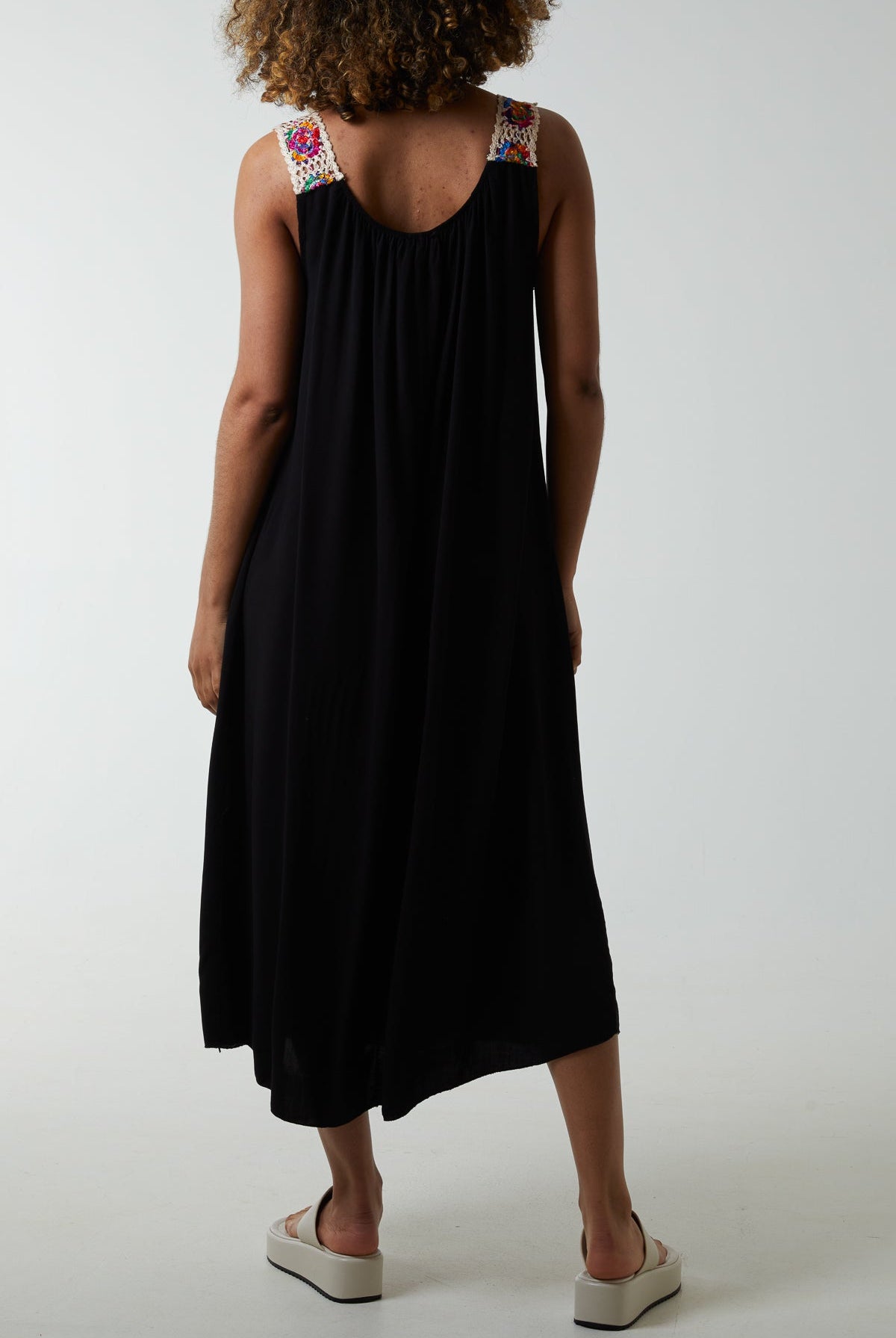 Crochet Sleeve Scoop Neck Midi Dress Dresses WearAll