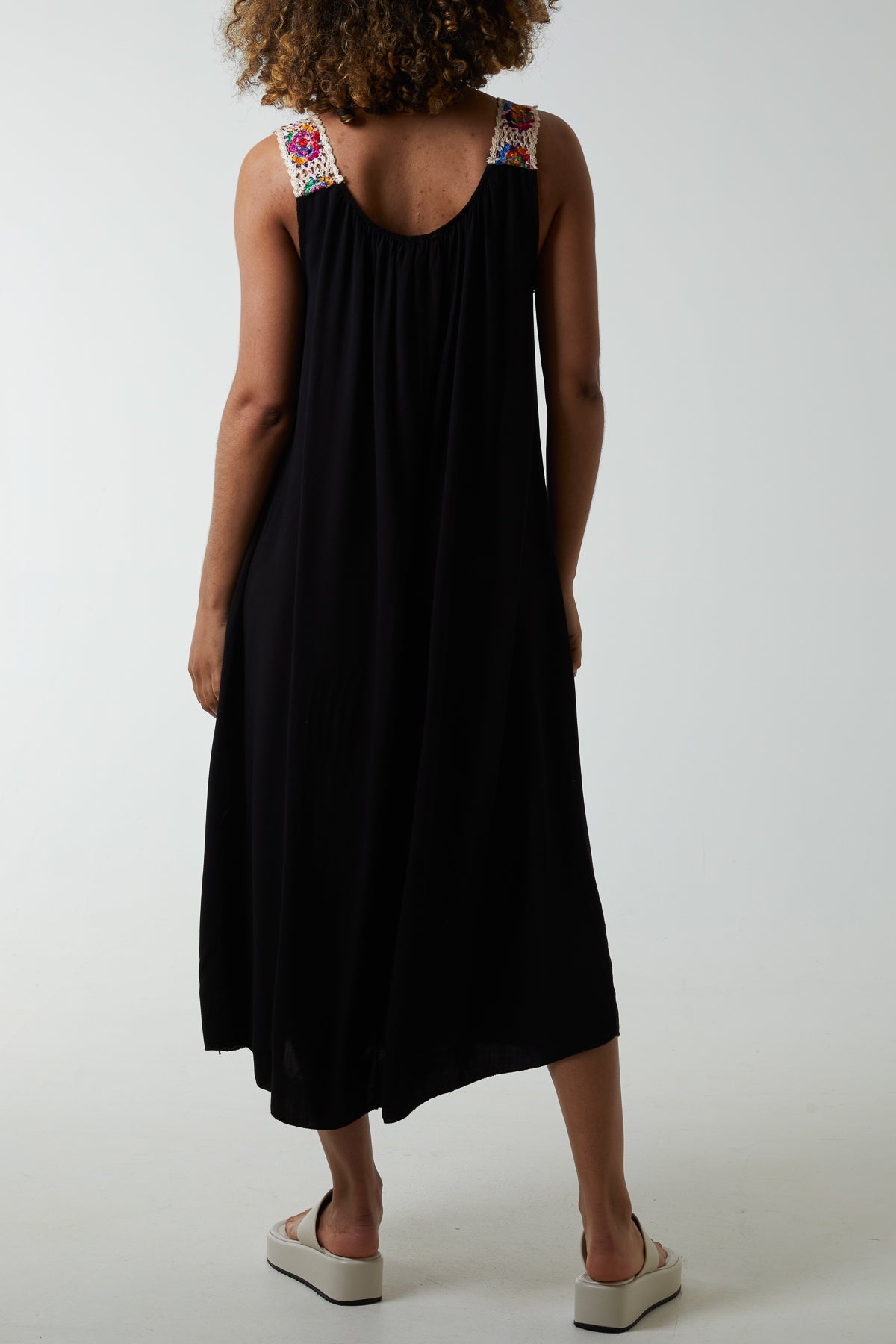 Crochet Sleeve Scoop Neck Midi Dress Dresses WearAll