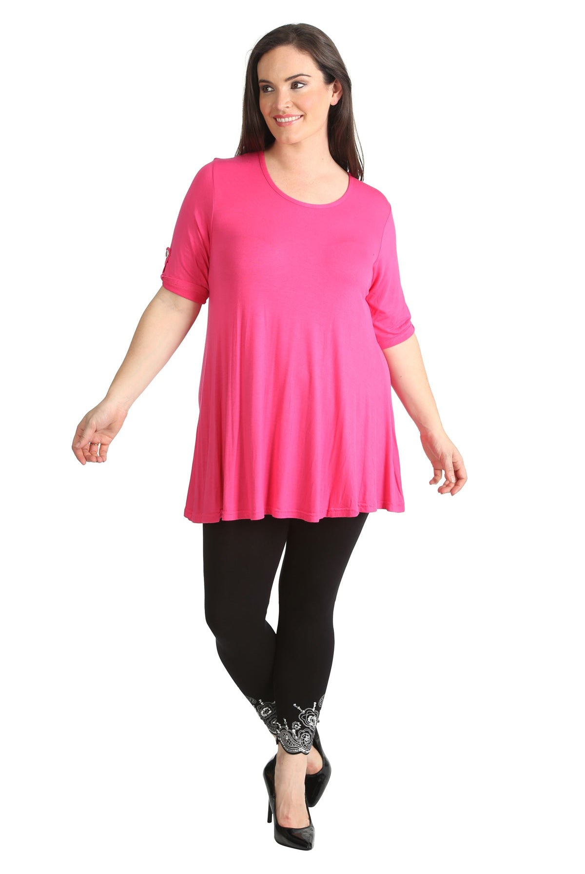 Scoop Neck Flared Ladies Plain Top Tops WearAll