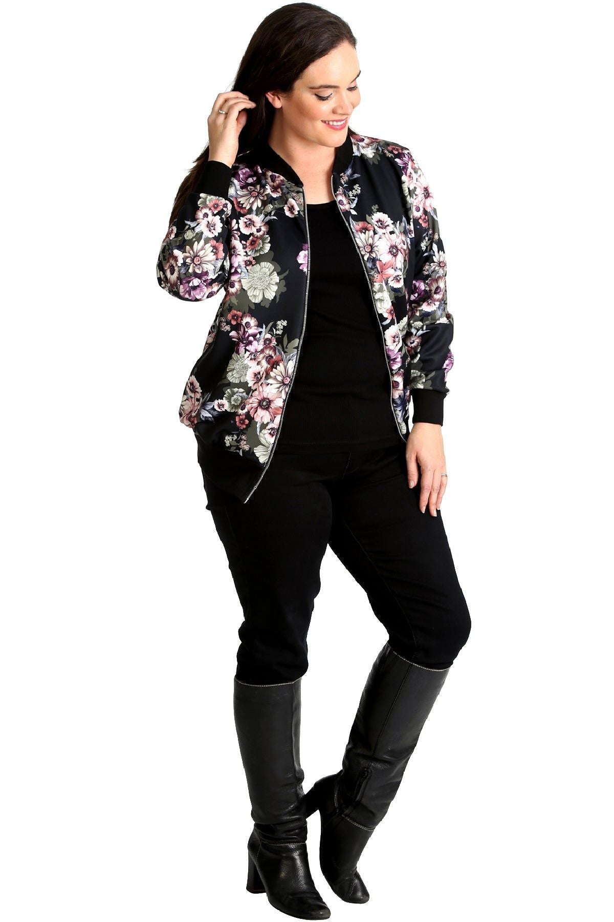 Floral Bomber Jacket Ladies Print Elasticated Jacket WearAll