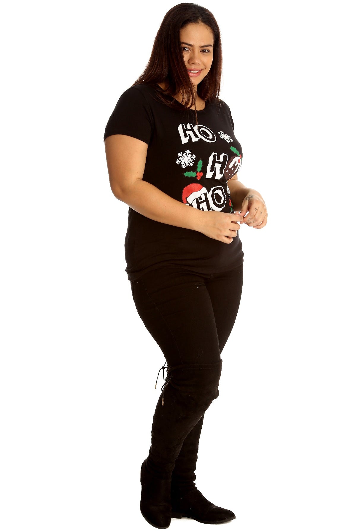 Holly Snowflake Christmas Short Sleeve Top Tops WearAll