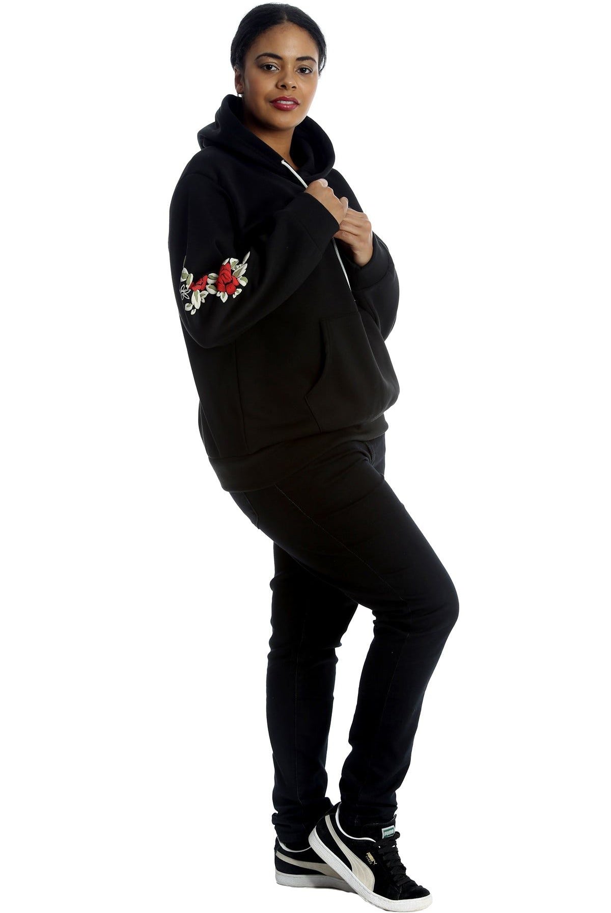 Embroidered Pouch Pocket Sweatshirt Tops WearAll