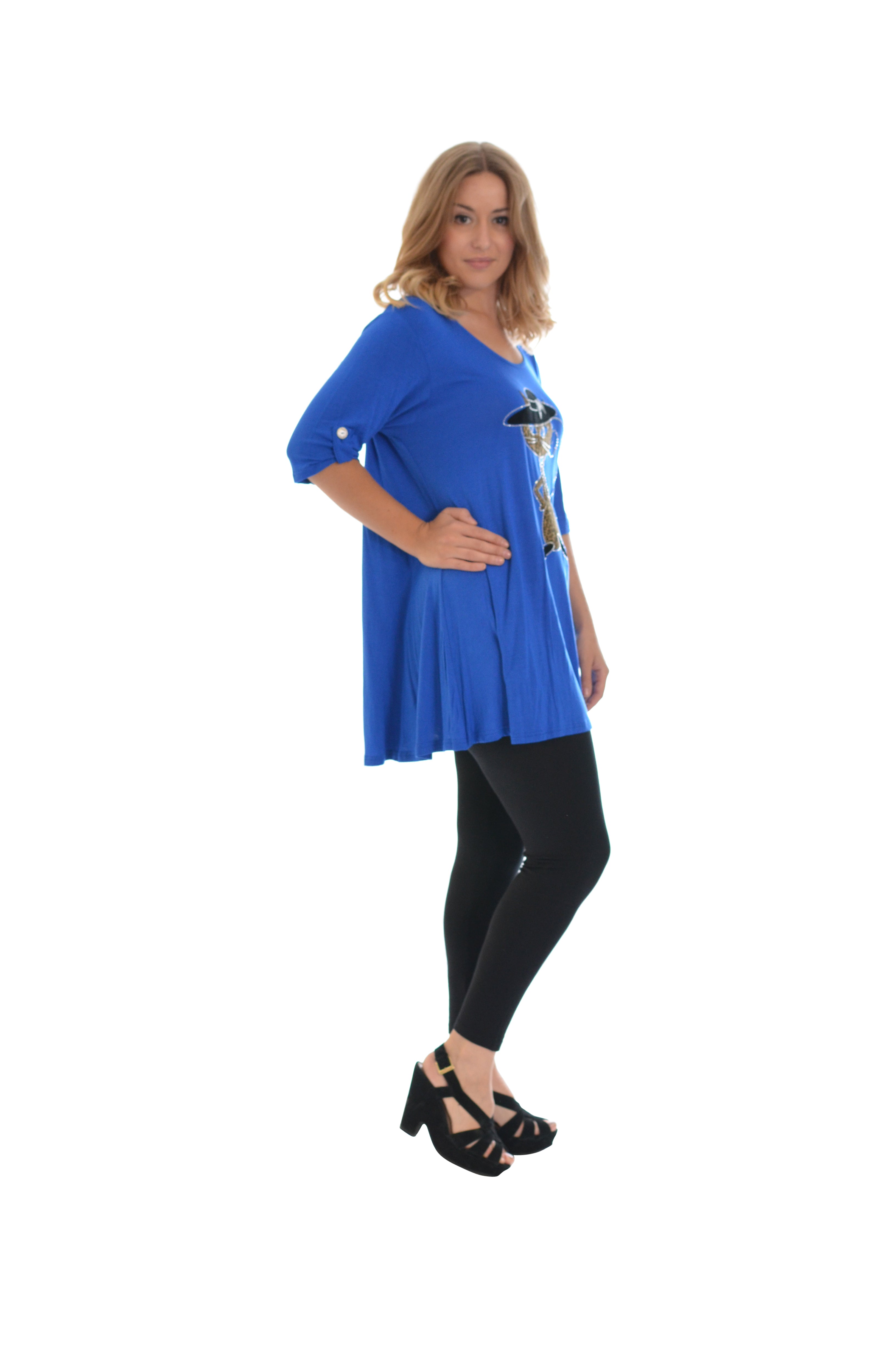 Cat Animal Print Short Sleeve Top Tops WearAll