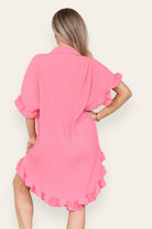 OverSized Italian Gold Button Pleated Frill Ruffle Dress Top Dress WearAll