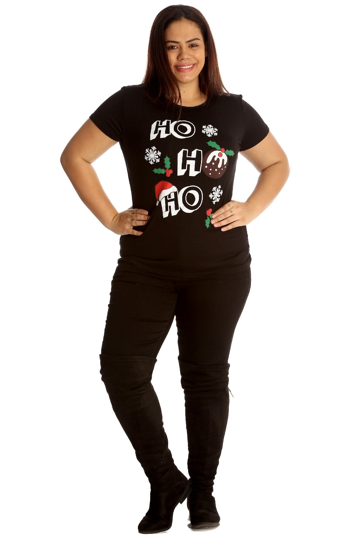 Holly Snowflake Christmas Short Sleeve Top Tops WearAll