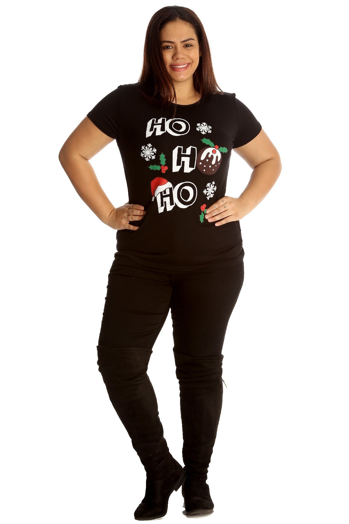 Holly Snowflake Christmas Short Sleeve Top Tops WearAll