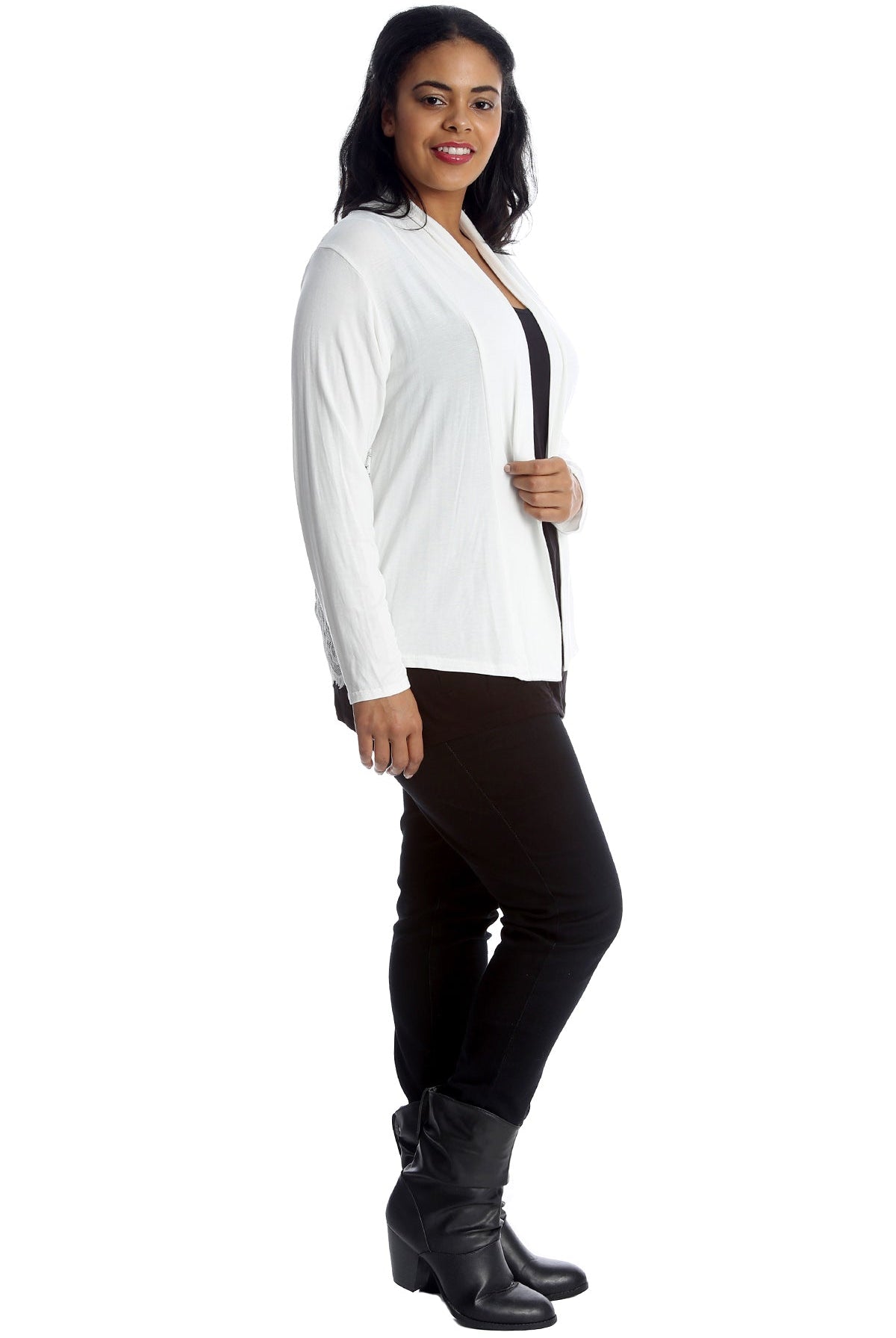 Floral Lace Back Cardigan Open Top cardigan WearAll White 14