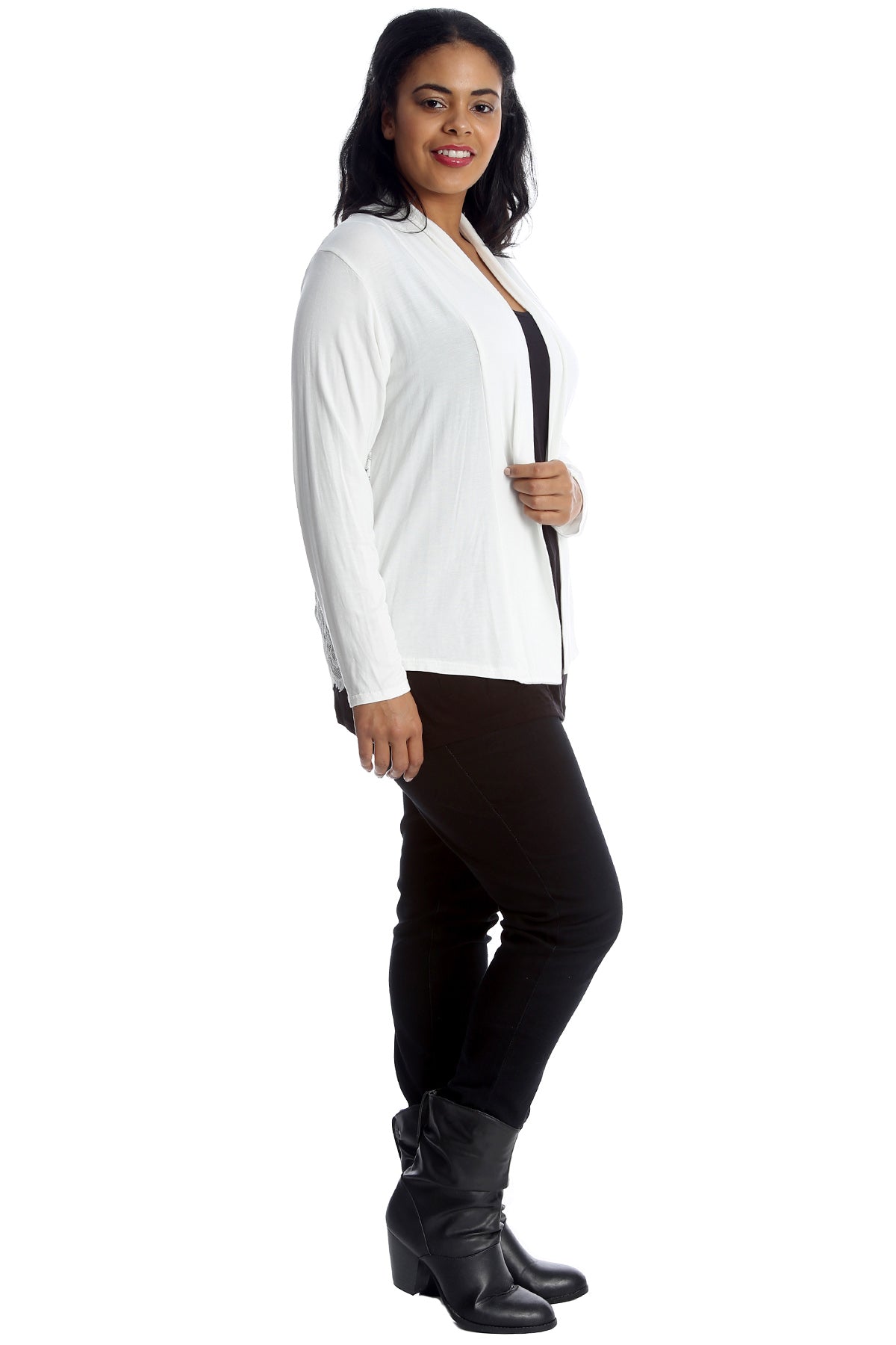 Floral Lace Back Cardigan Open Top cardigan WearAll White 14