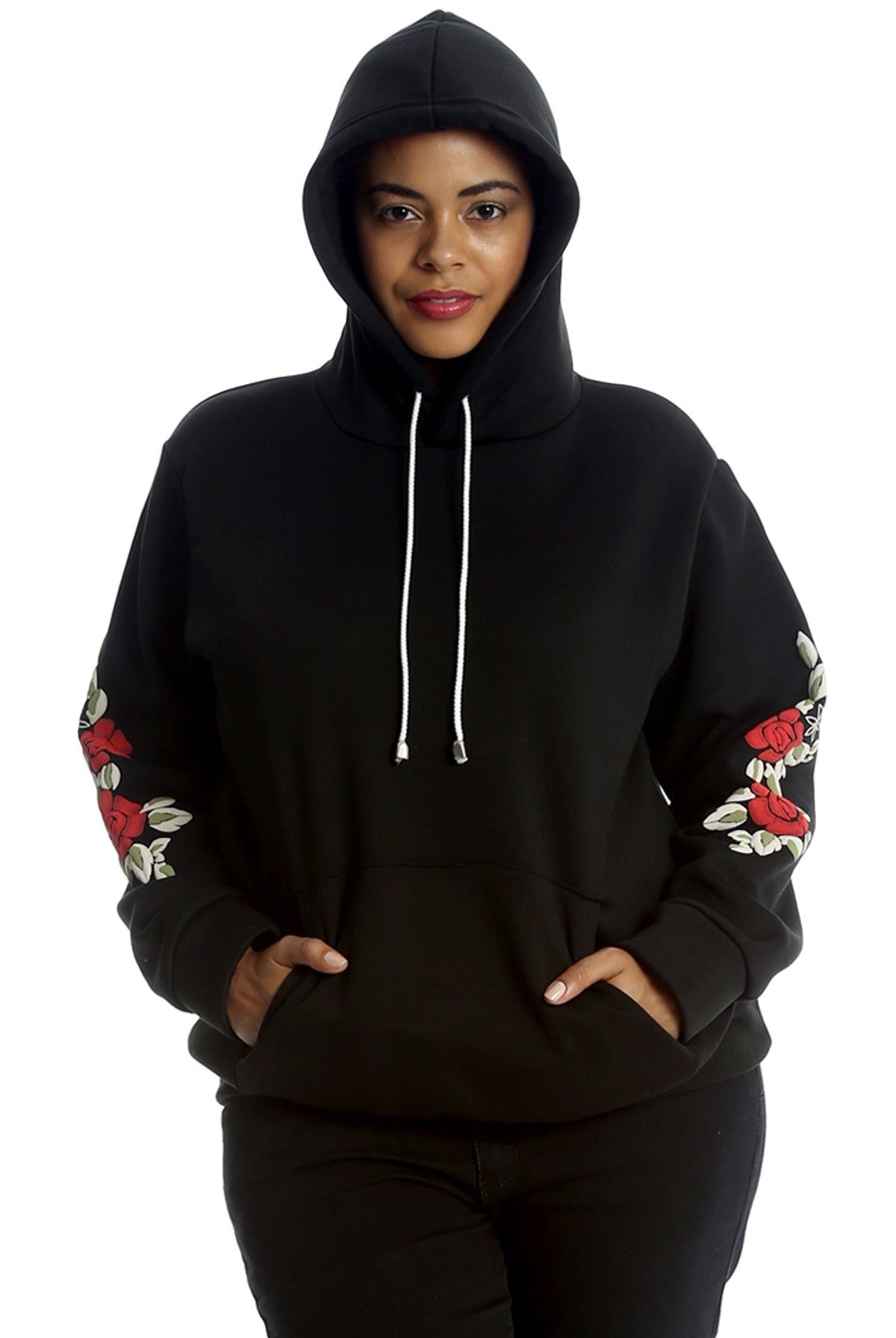 Embroidered Pouch Pocket Sweatshirt Tops WearAll