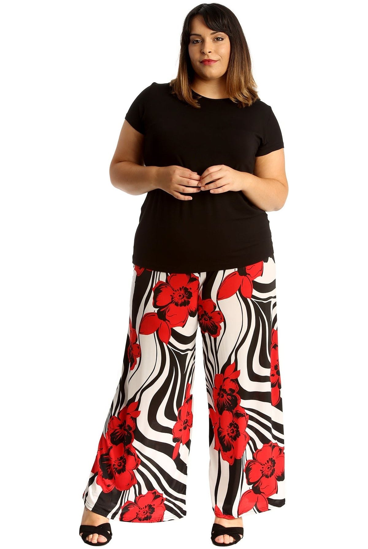 Plus Size Zebra Floral Print Palazzo Trouser Palazzo WearAll