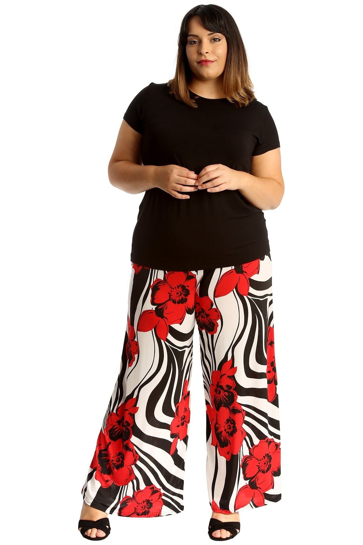 Plus Size Zebra Floral Print Palazzo Trouser Palazzo WearAll