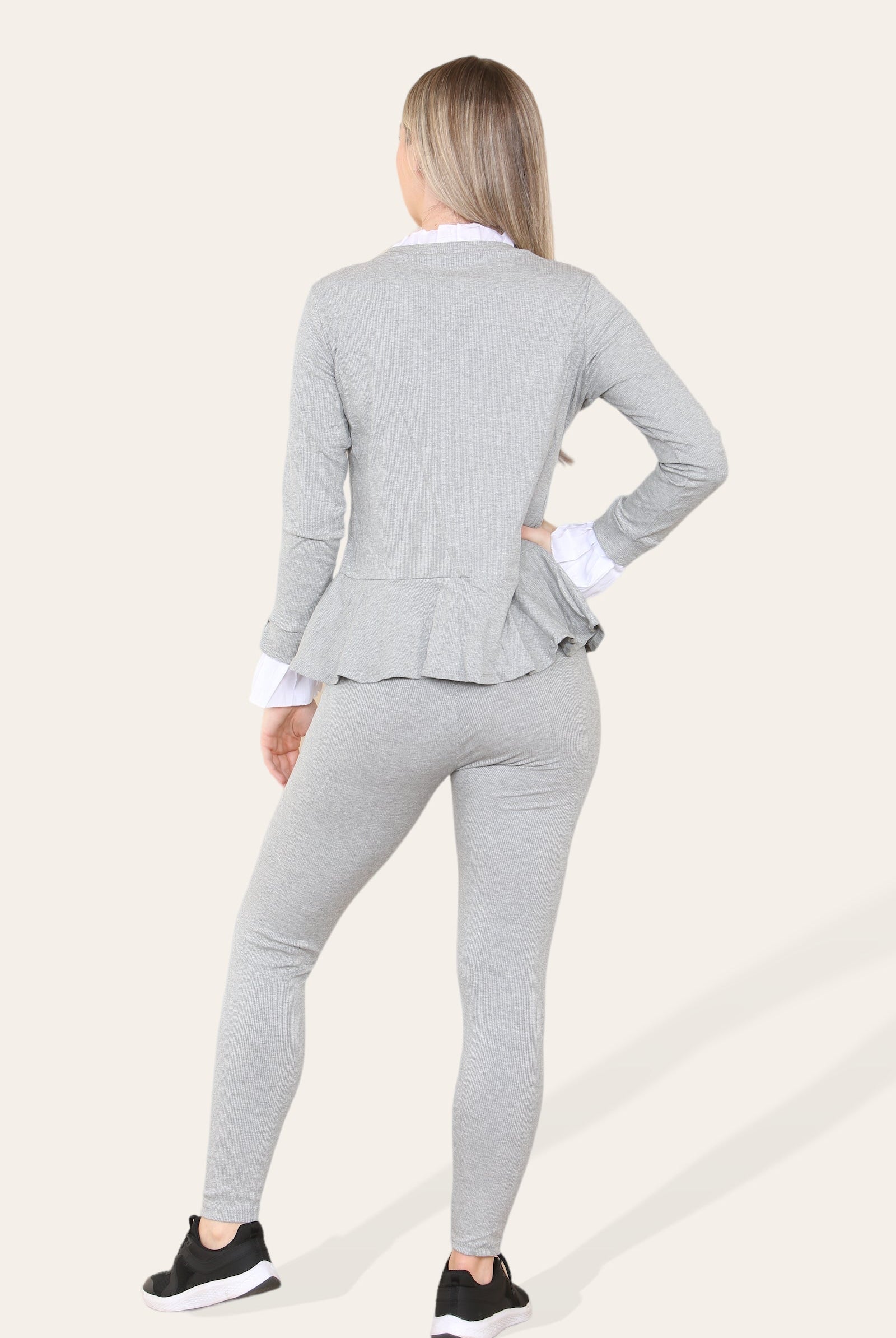 Peplum Frill Neck Suit Pleated Lounge Wear Set Loungewear WearAll