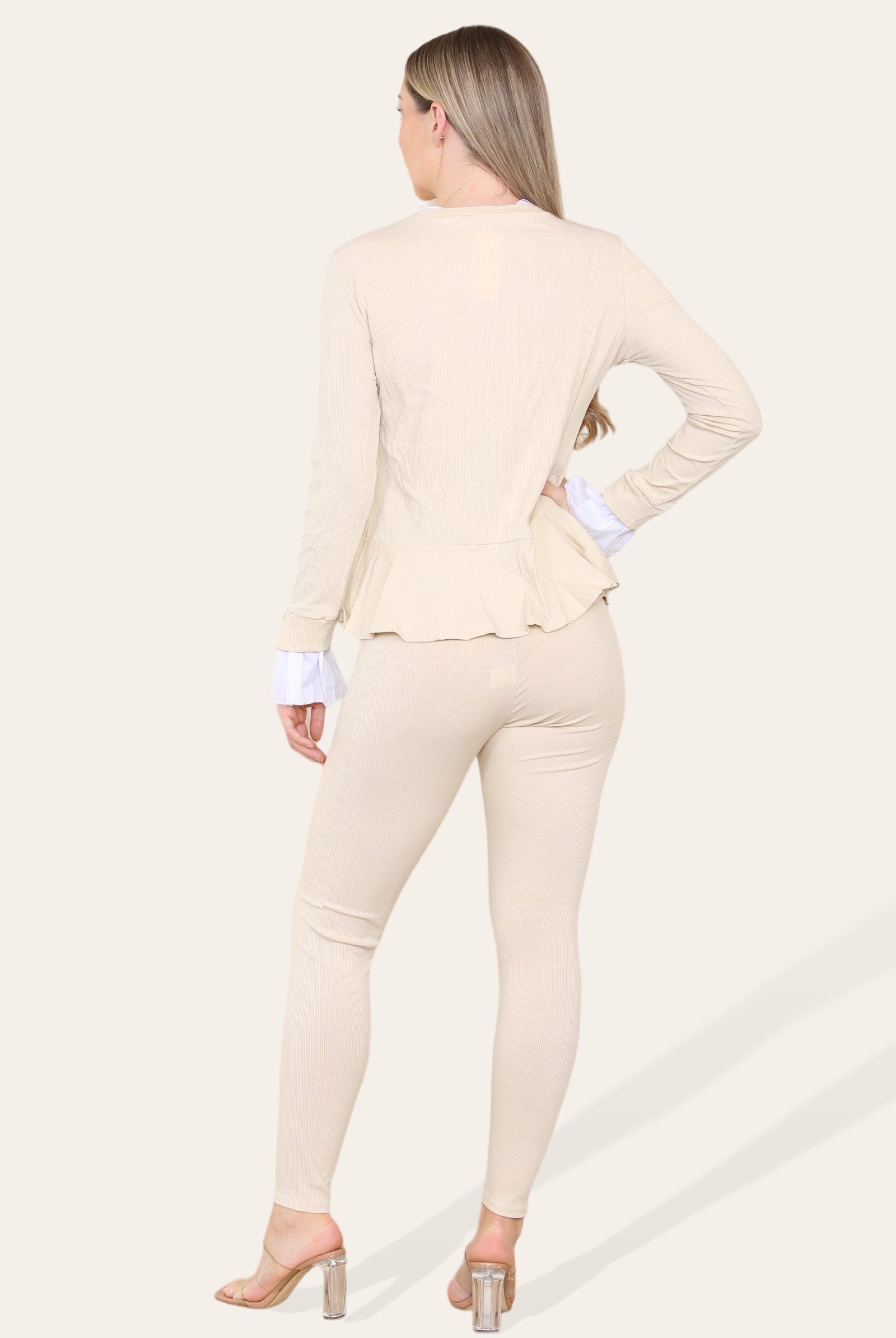 Peplum Frill Neck Suit Pleated Lounge Wear Set Loungewear WearAll