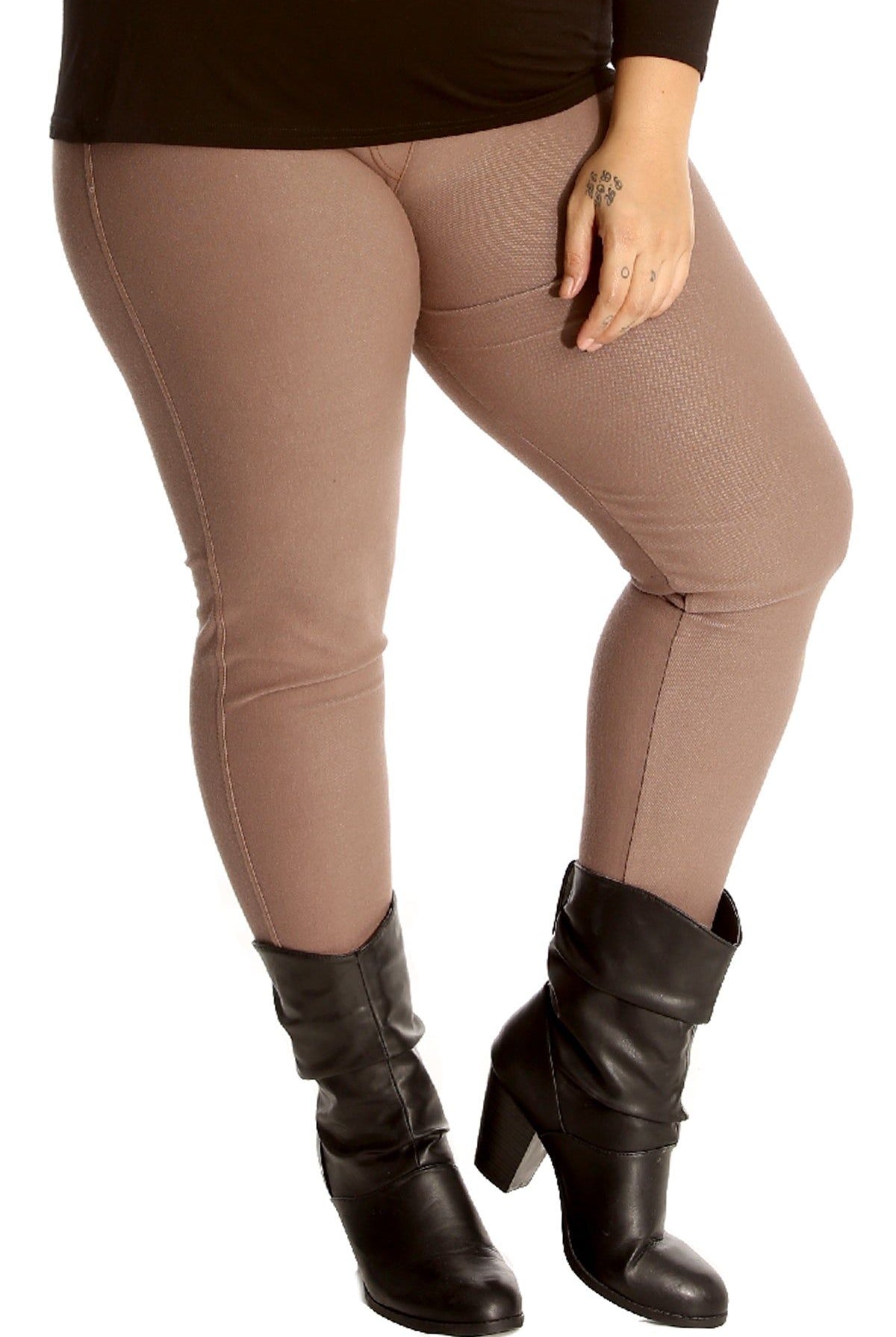 Jeggings Ankle Elasticated Leggings Tops WearAll Brown 14