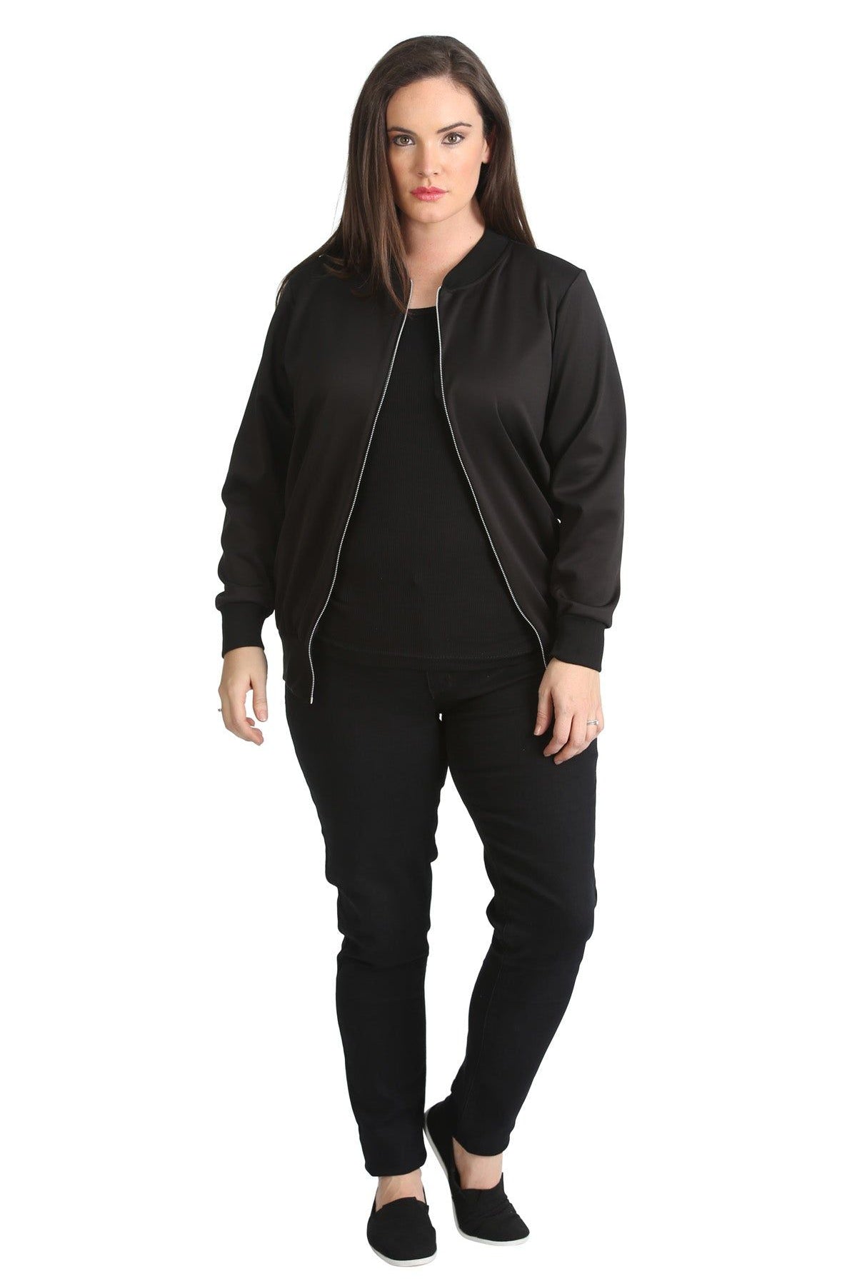 Plain Bomber Jacket Sleeve Top Jacket WearAll