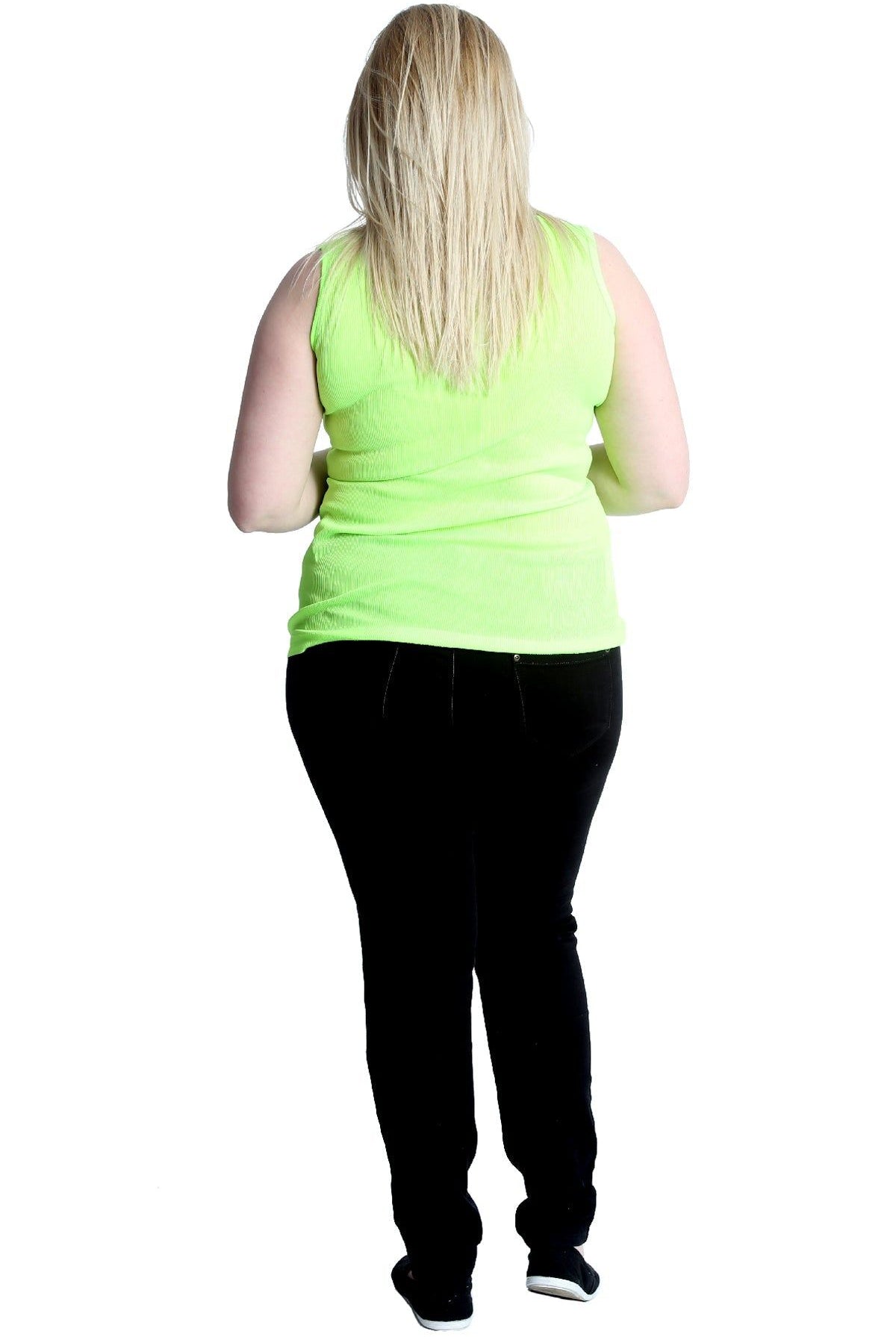 Plain Ribbed Neck Vest Top Tops WearAll