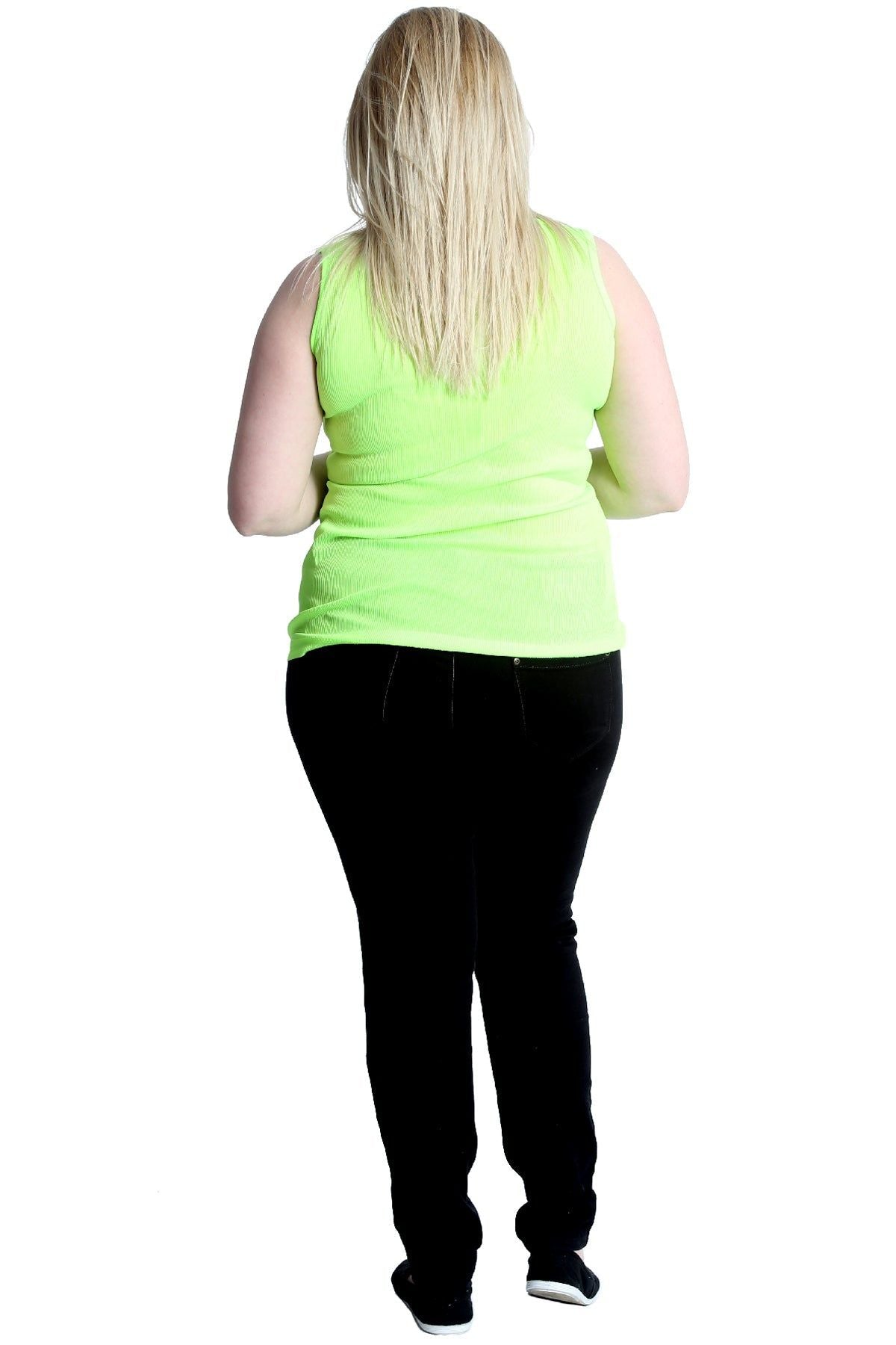 Plain Ribbed Neck Vest Top Tops WearAll