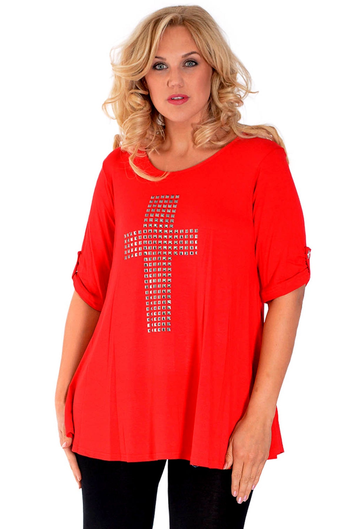 Cross Stud Short Sleeve Tunic Top Tops WearAll