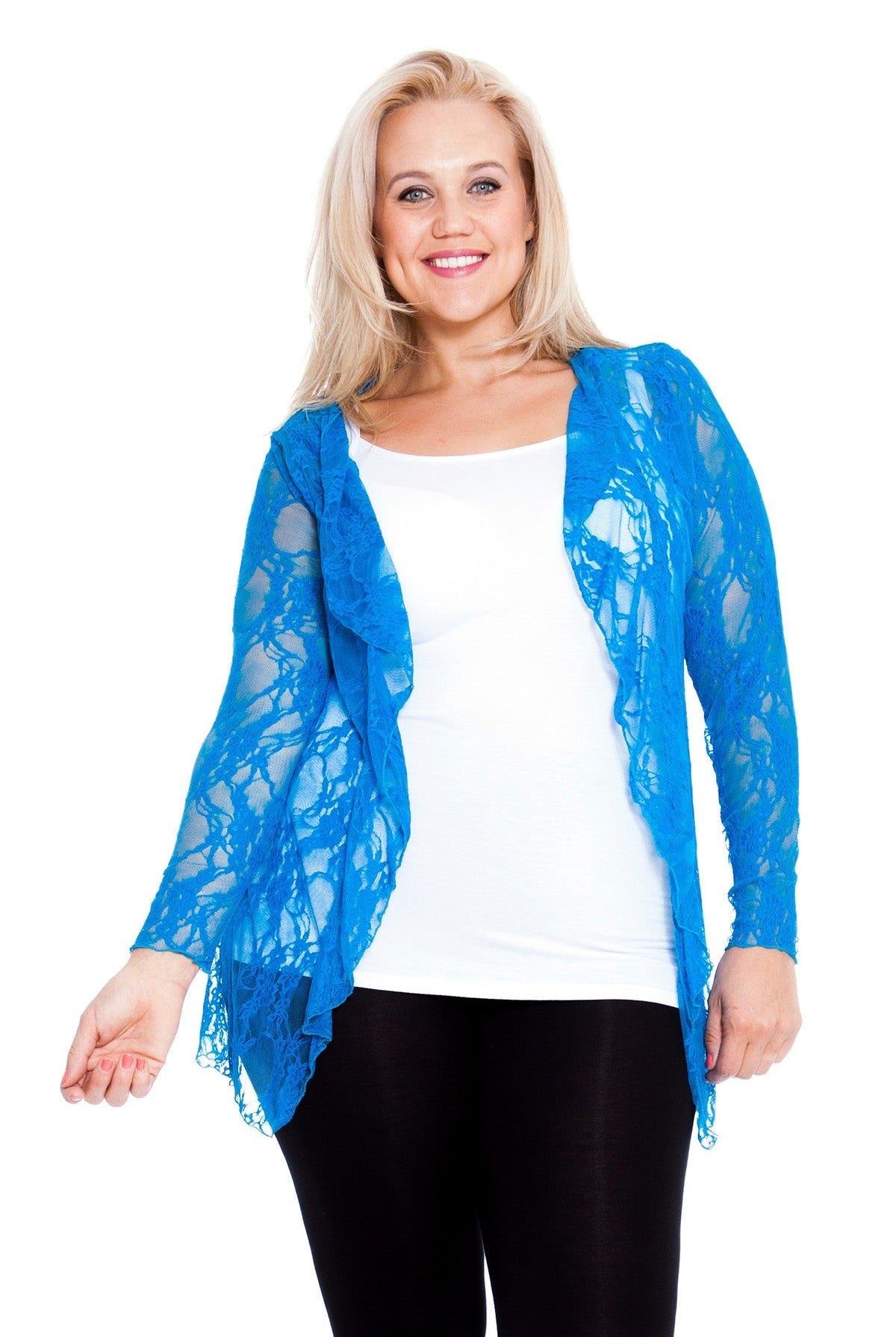 Floral Lace Open Cardigan Waterfall Top Tops WearAll