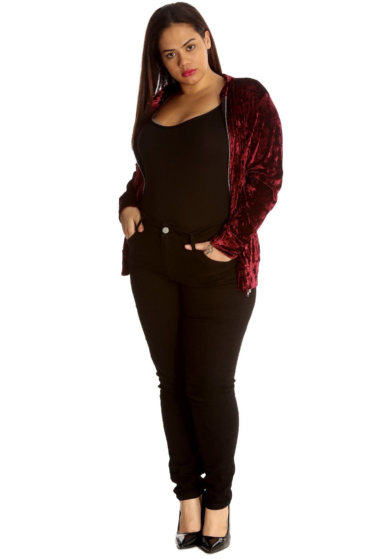 Long Sleeve Velour Velvet Bomber Jacket Jacket WearAll