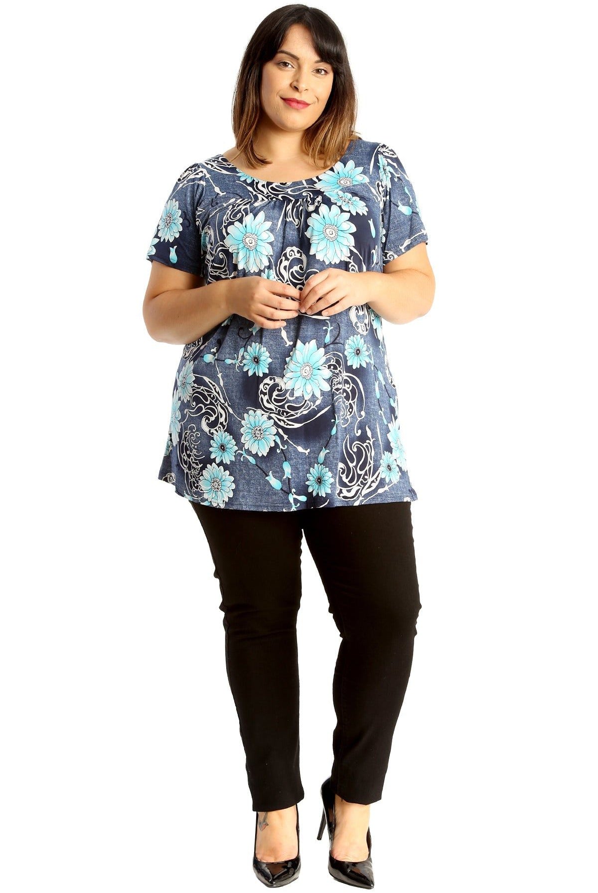 Floral Print Smock Tunic T-Shirt Top Tops WearAll