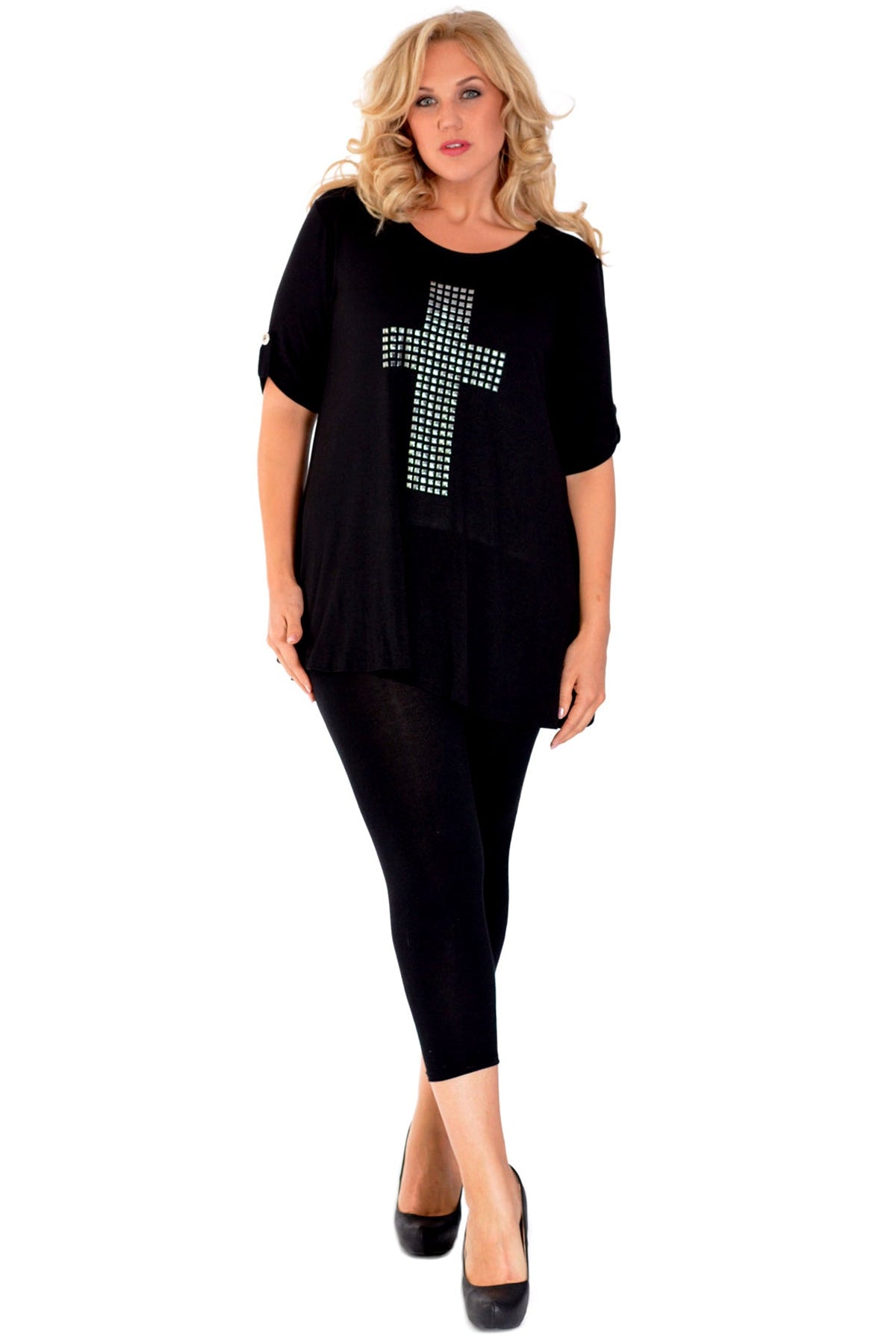 Cross Stud Short Sleeve Tunic Top Tops WearAll