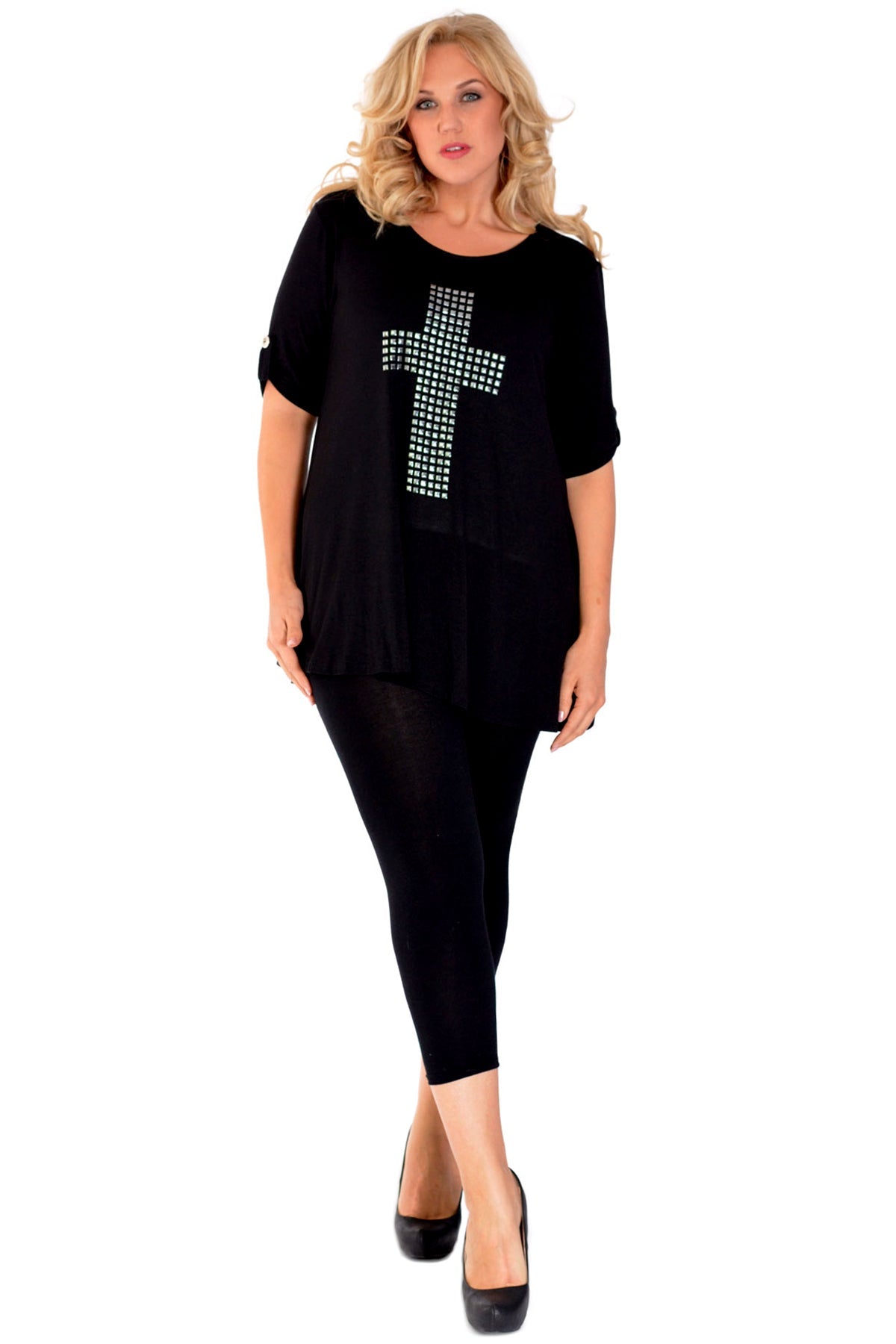 Cross Stud Short Sleeve Tunic Top Tops WearAll