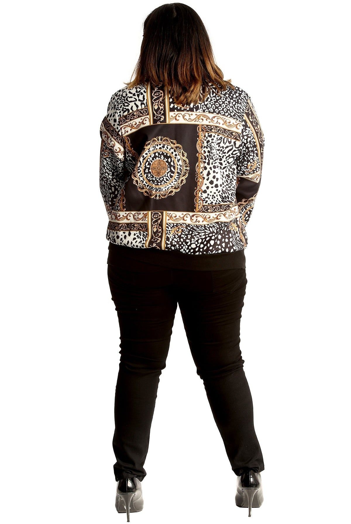 Plus Size Baroque Paisley Print Bomber Jacket Jacket WearAll