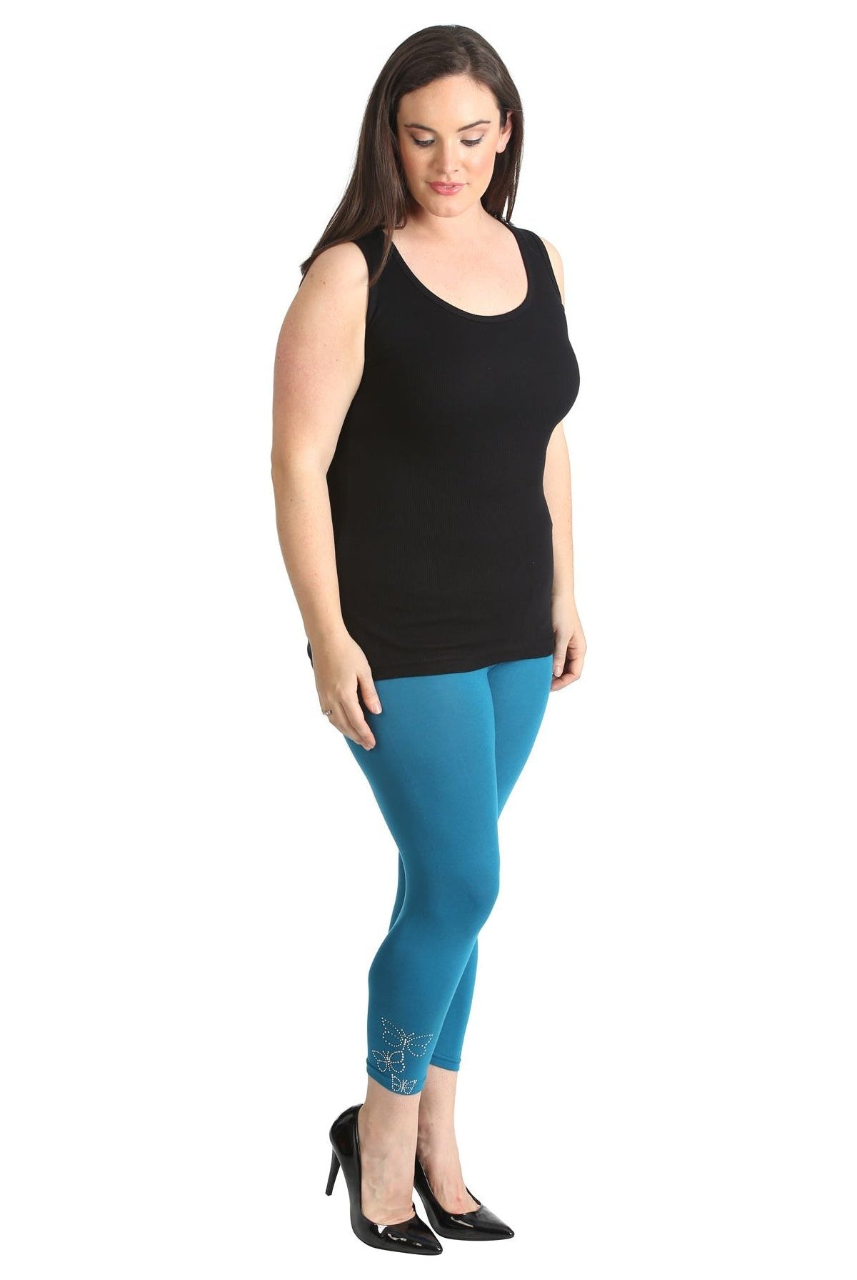 3/4 Butterfly Sequin Leggings Leggings WearAll